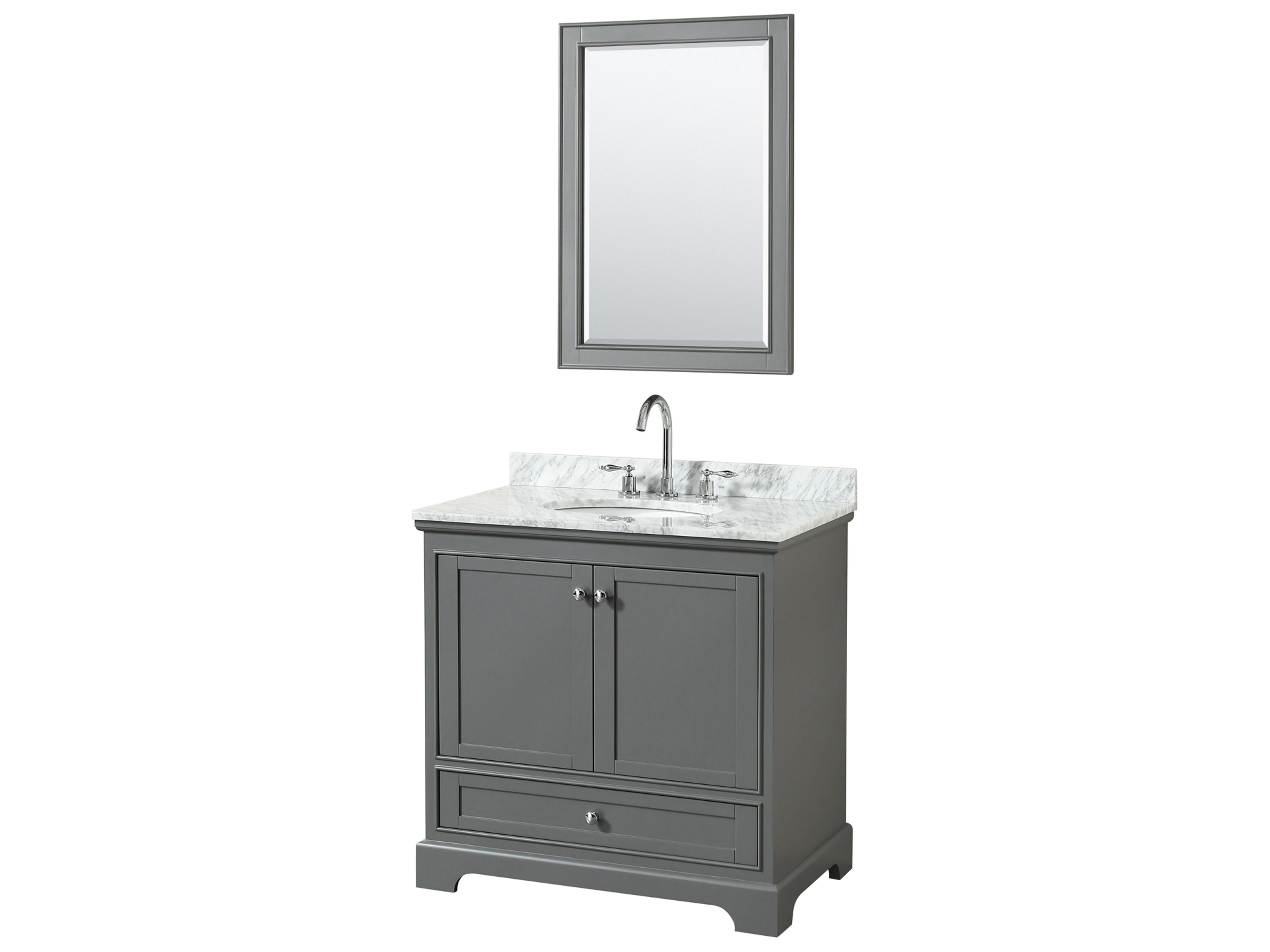 Wyndham Collection Deborah 36" Dark Gray Vanity with 24" Mirror