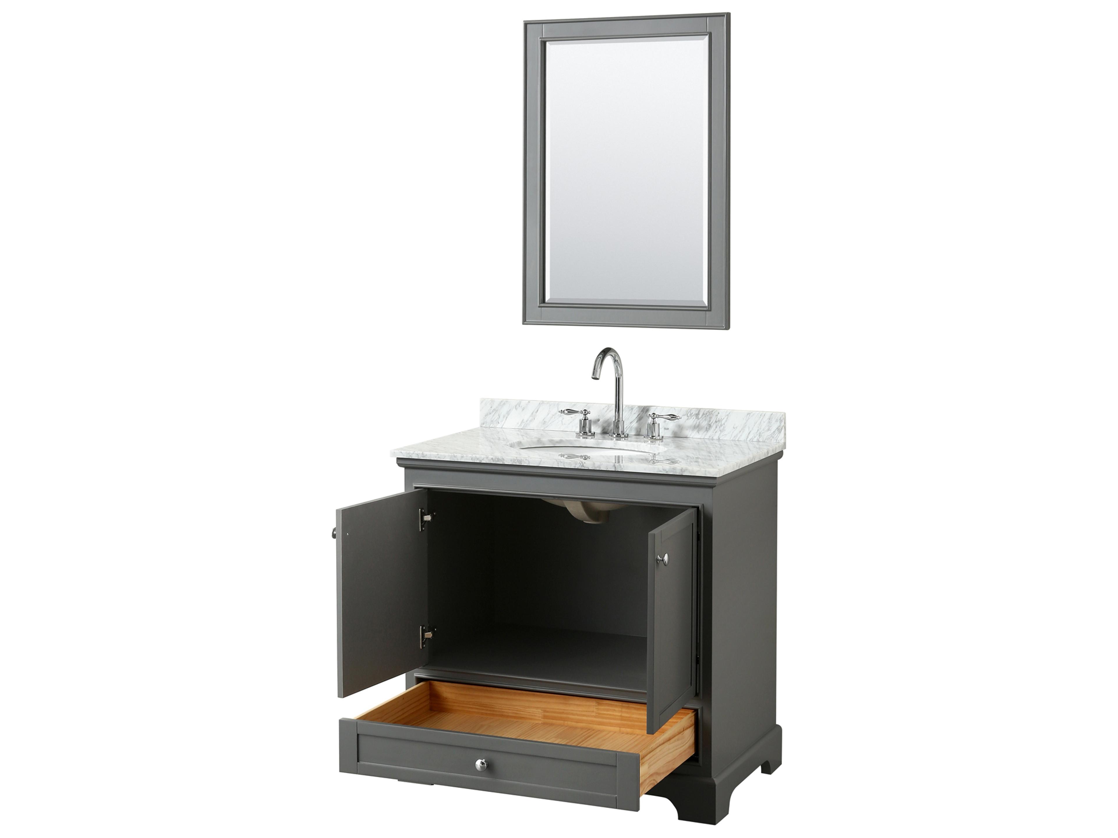 Wyndham Collection Deborah 36" Dark Gray Vanity with 24" Mirror