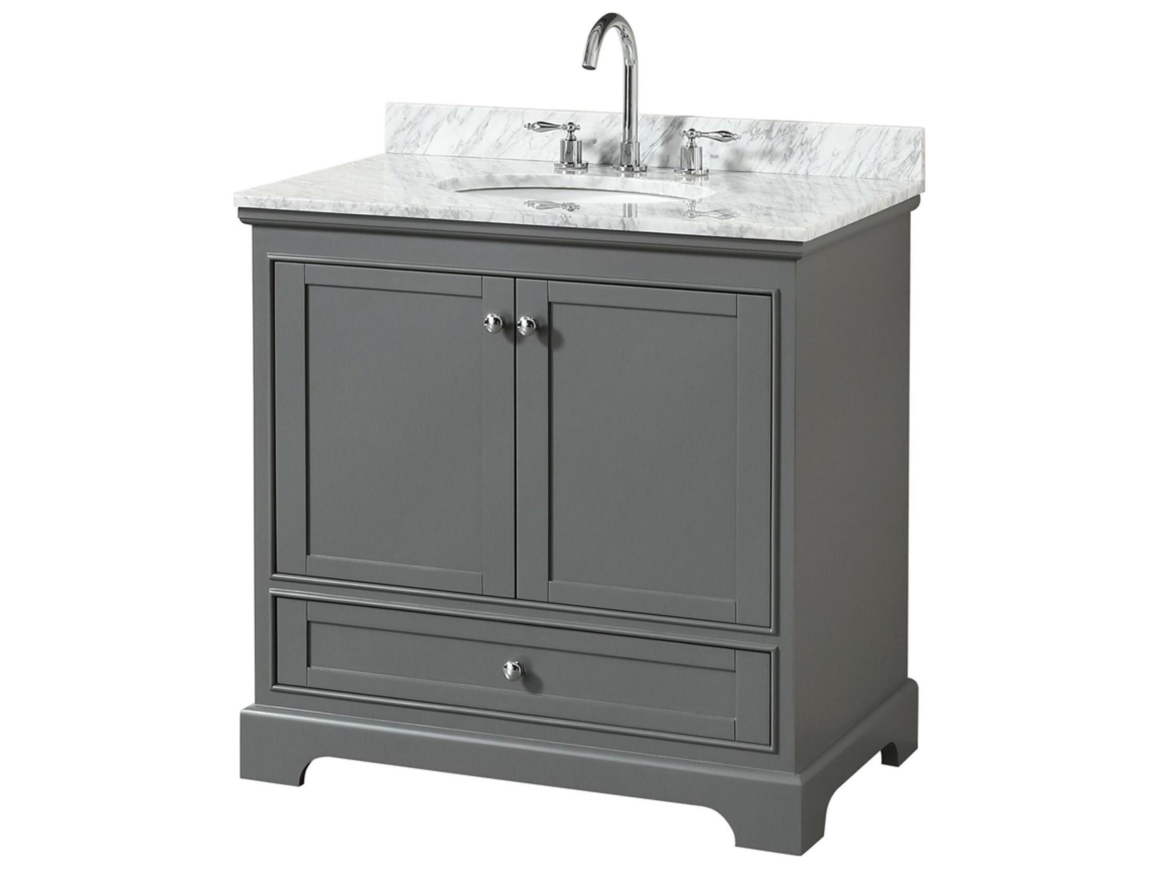 Wyndham Collection Deborah 36" Dark Gray Vanity