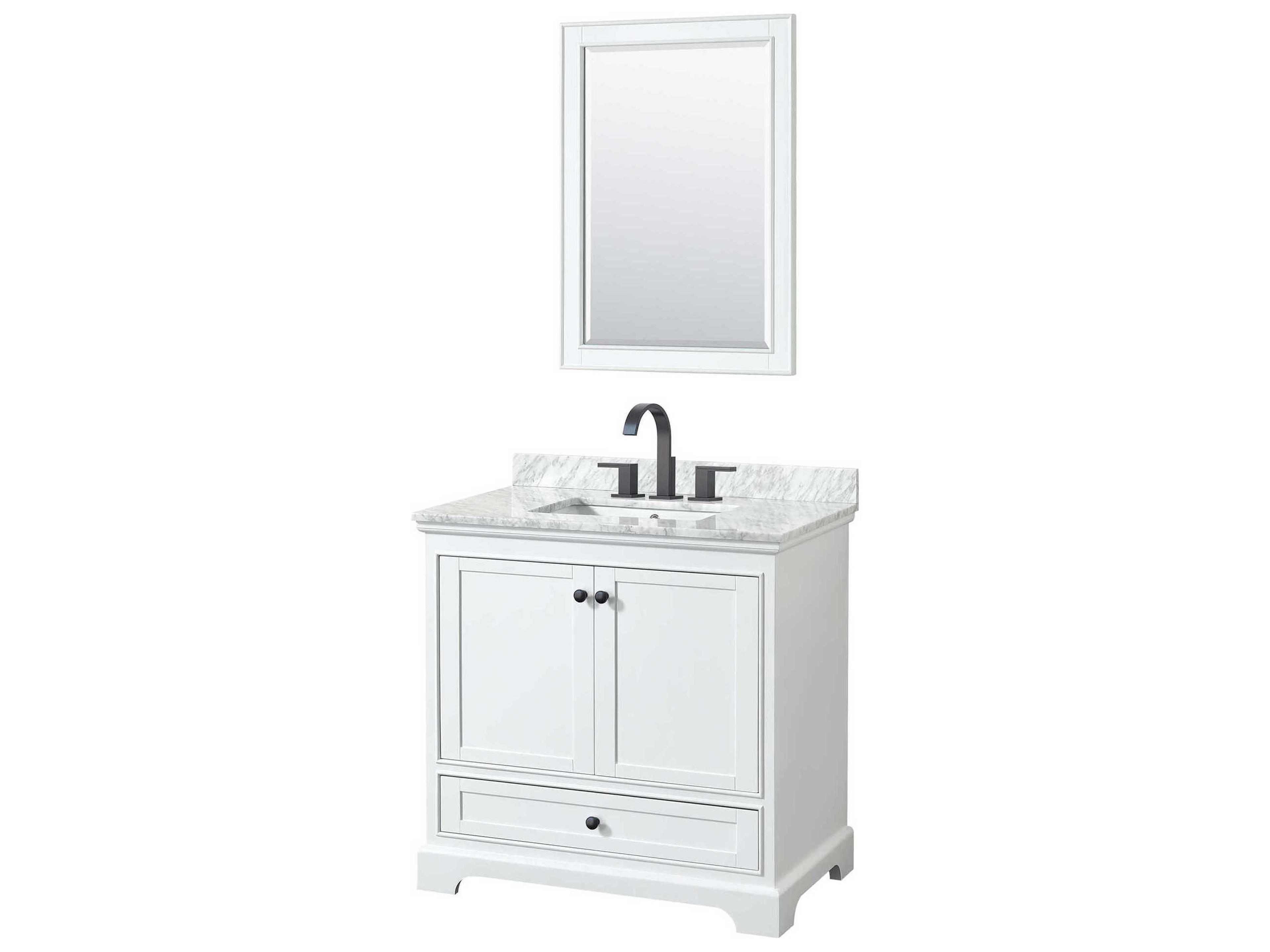 Wyndham Collection Deborah 36" White Vanity with 24" Mirror