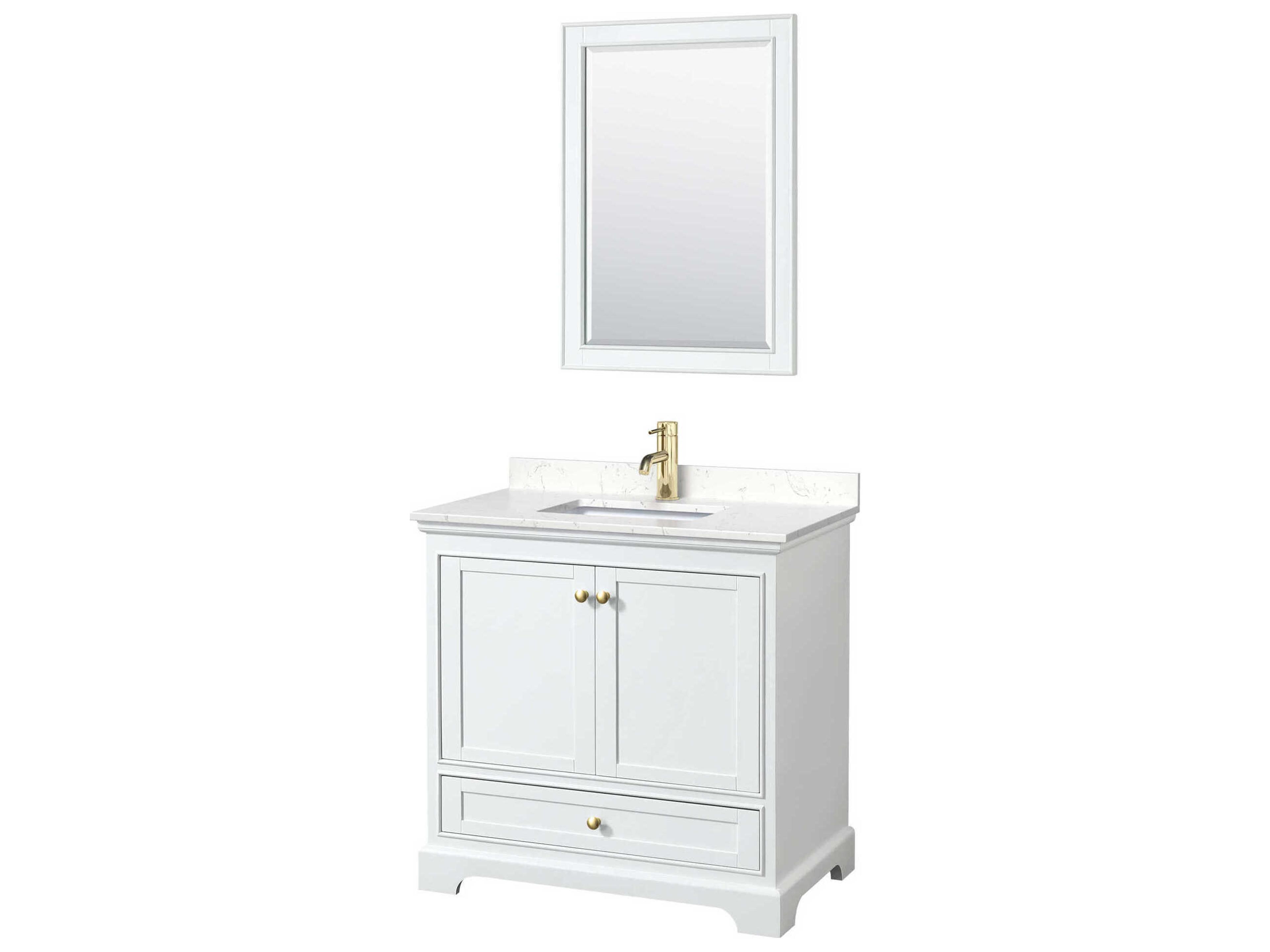 Wyndham Collection Deborah 36" White Vanity with 24" Mirror