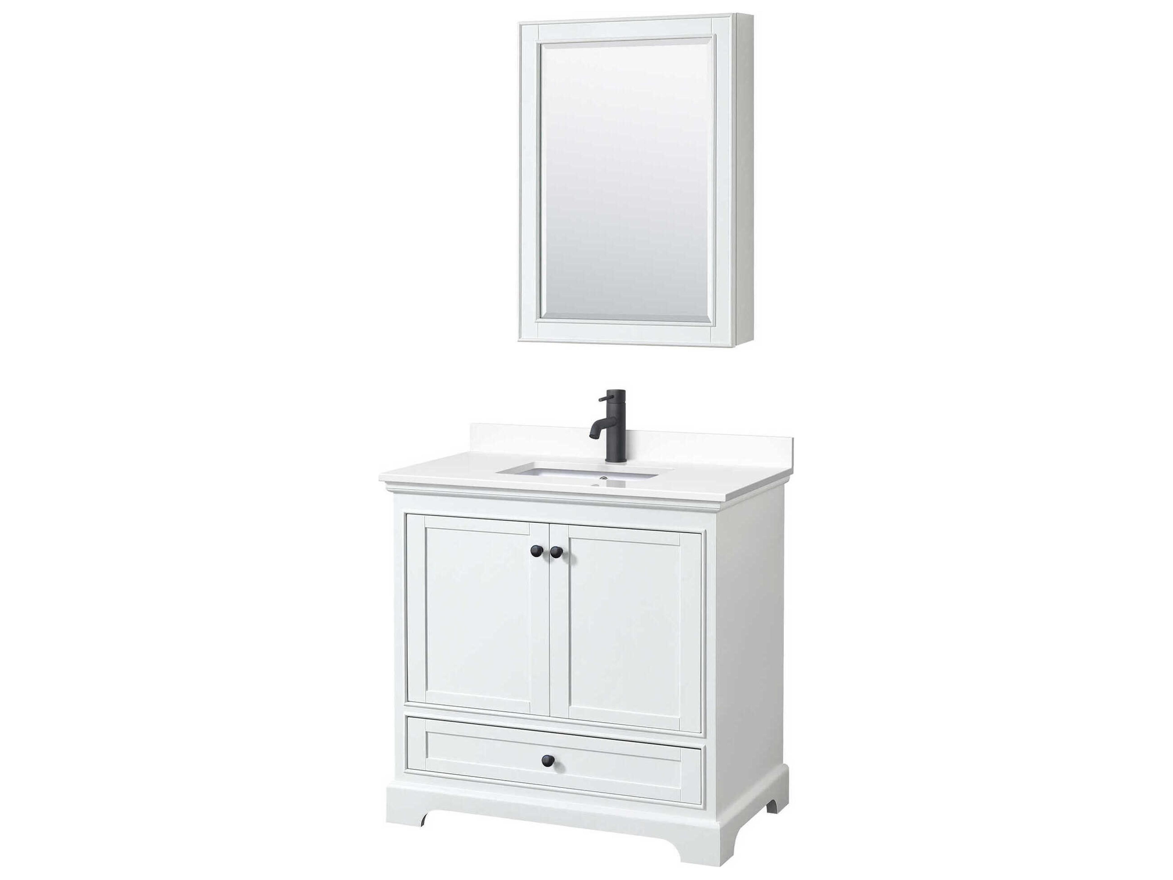 Wyndham Collection Deborah 36" White Vanity with Medicine Cabinet