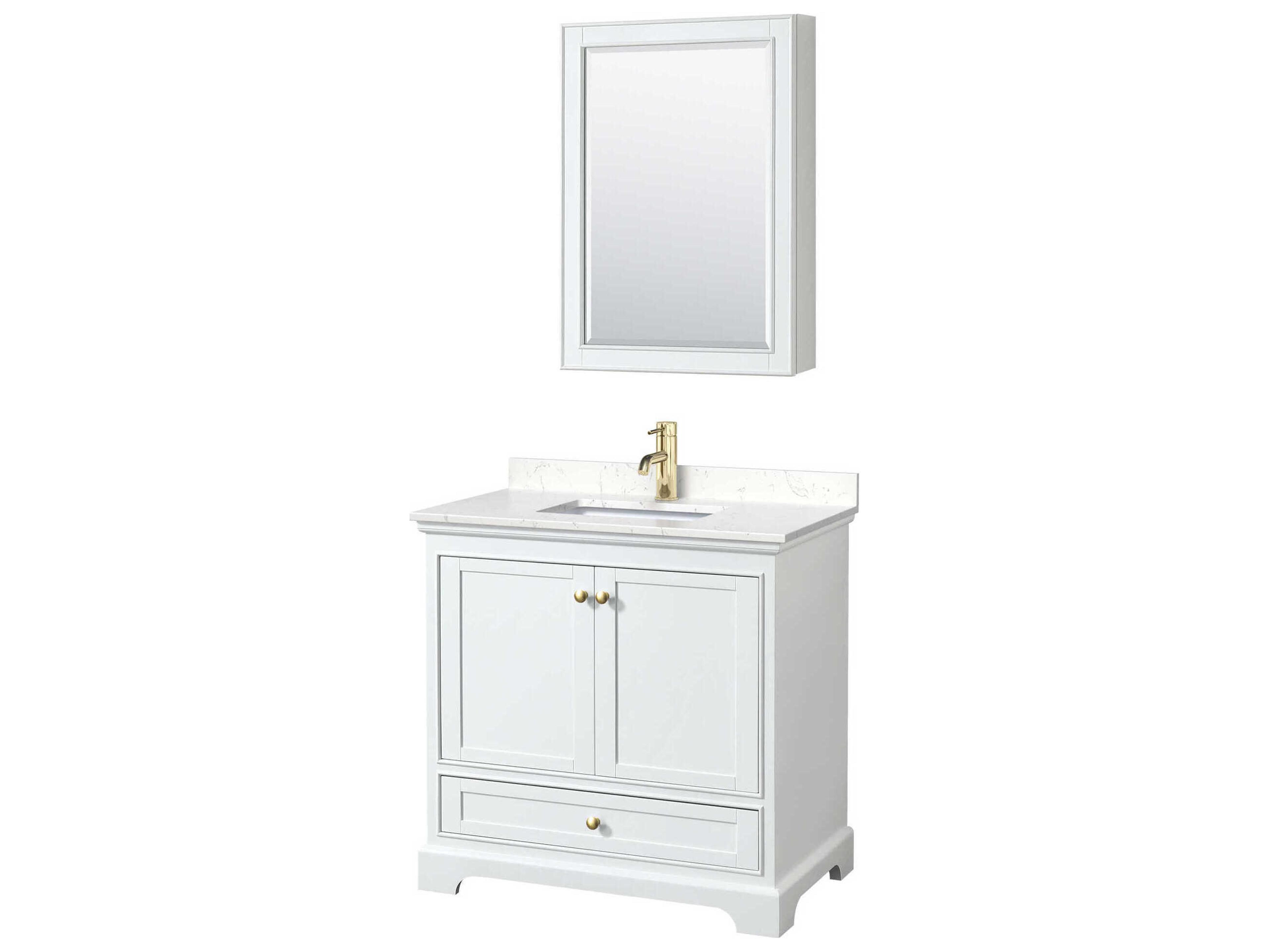 Wyndham Collection Deborah 36" White Vanity with Medicine Cabinet