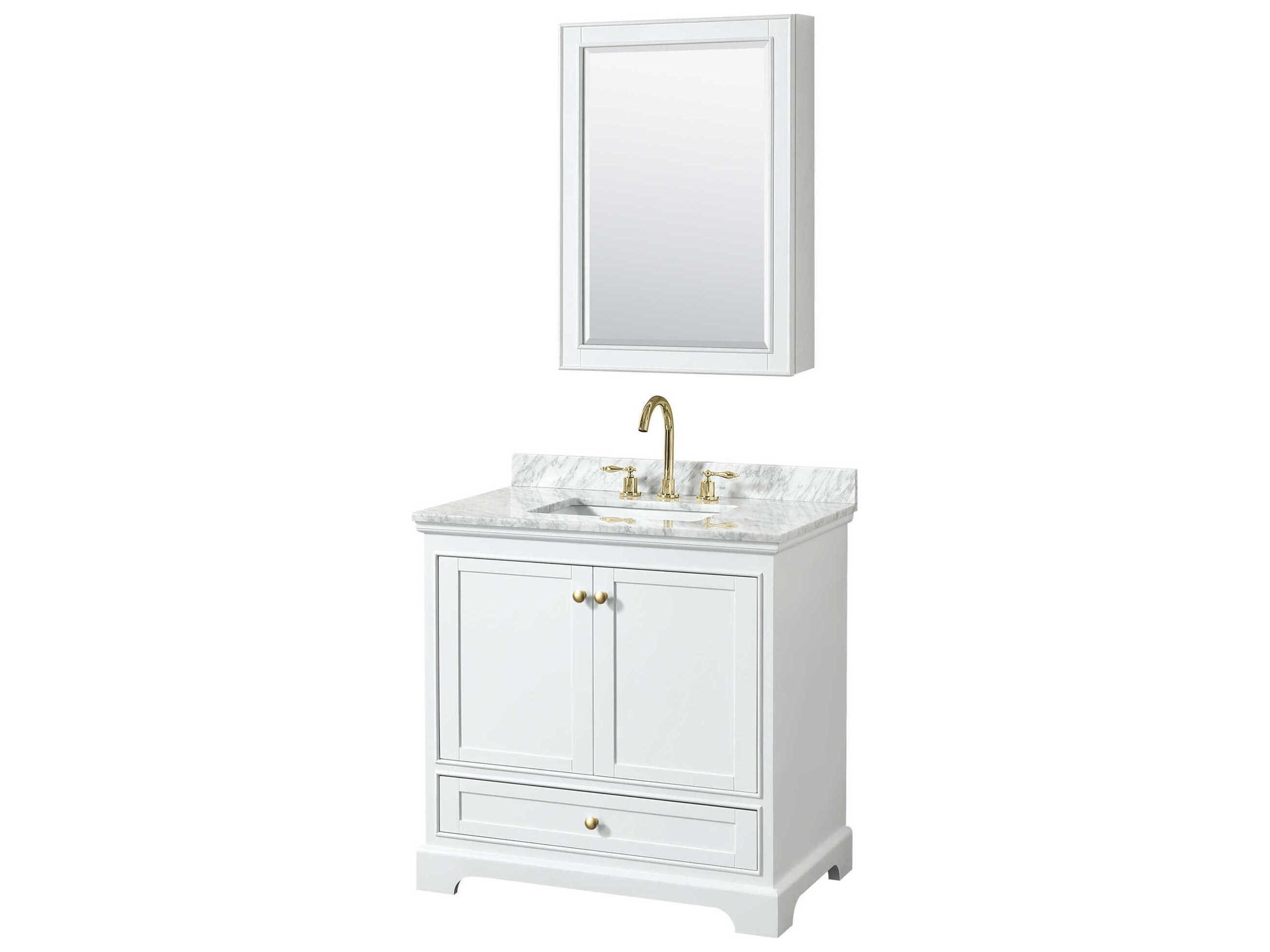 Wyndham Collection Deborah 36" White Vanity with Medicine Cabinet
