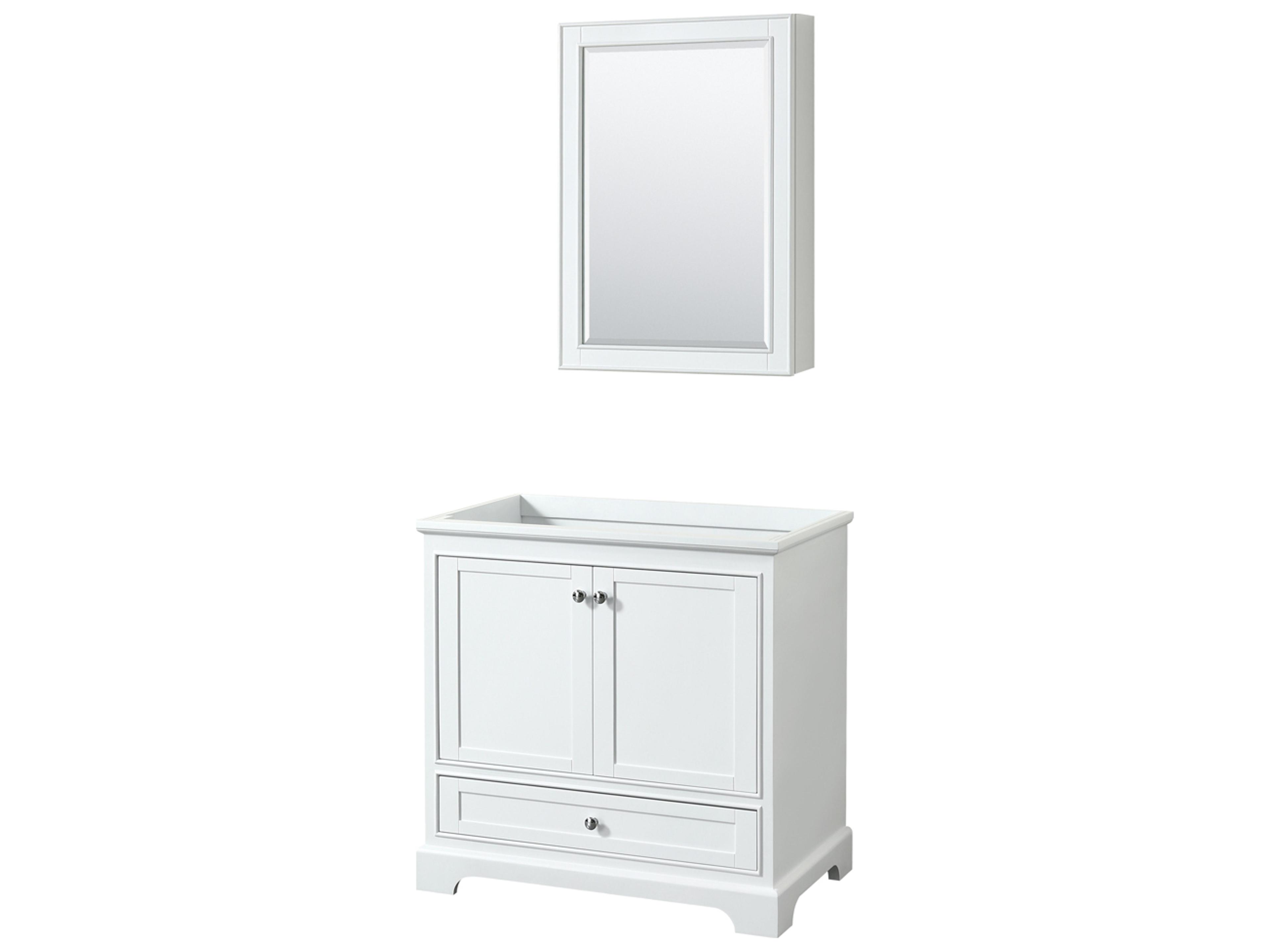 Wyndham Collection Deborah 35" White Vanity with Medicine Cabinet
