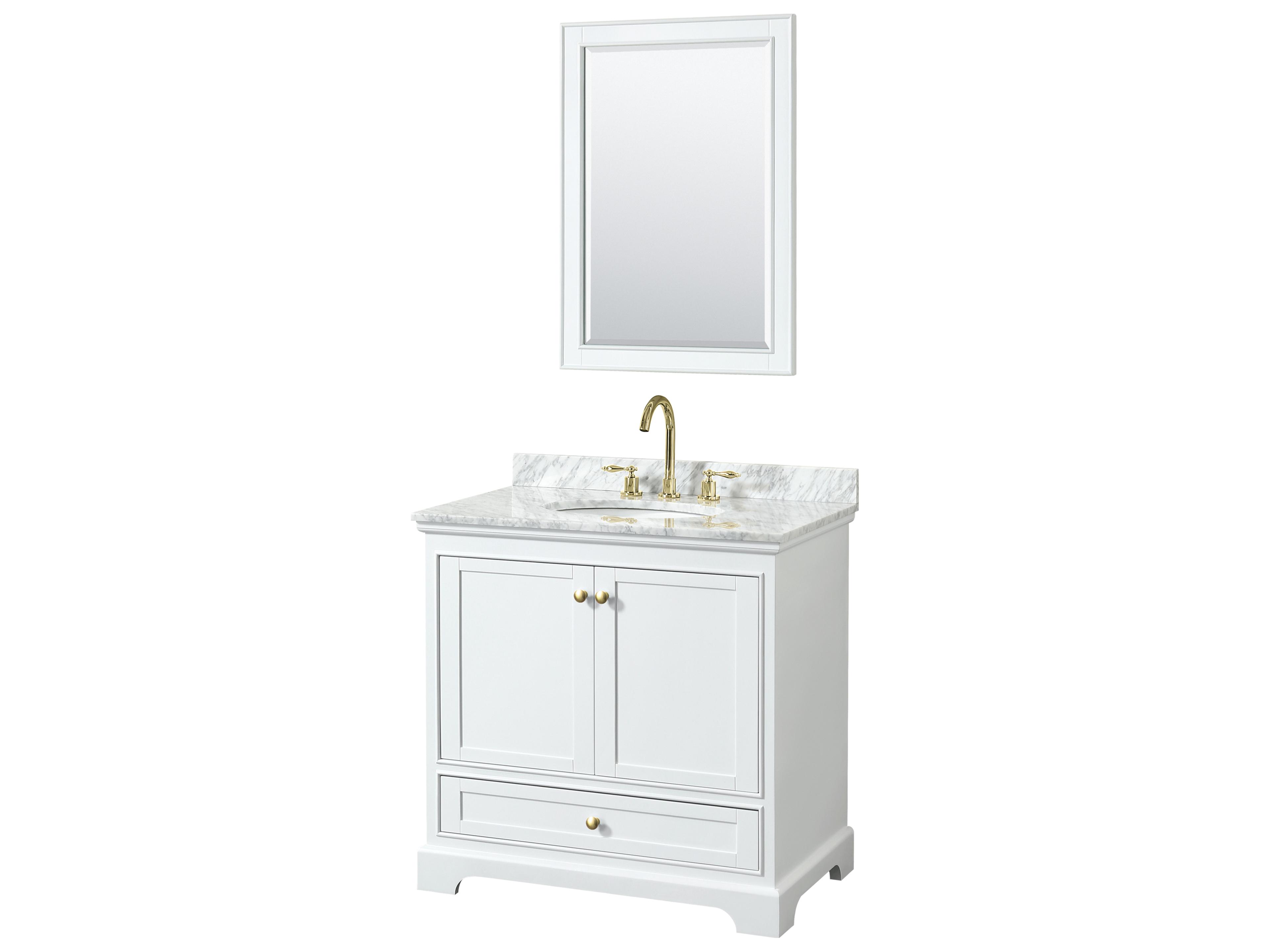 Wyndham Collection Deborah 36" White Vanity with 24" Mirror