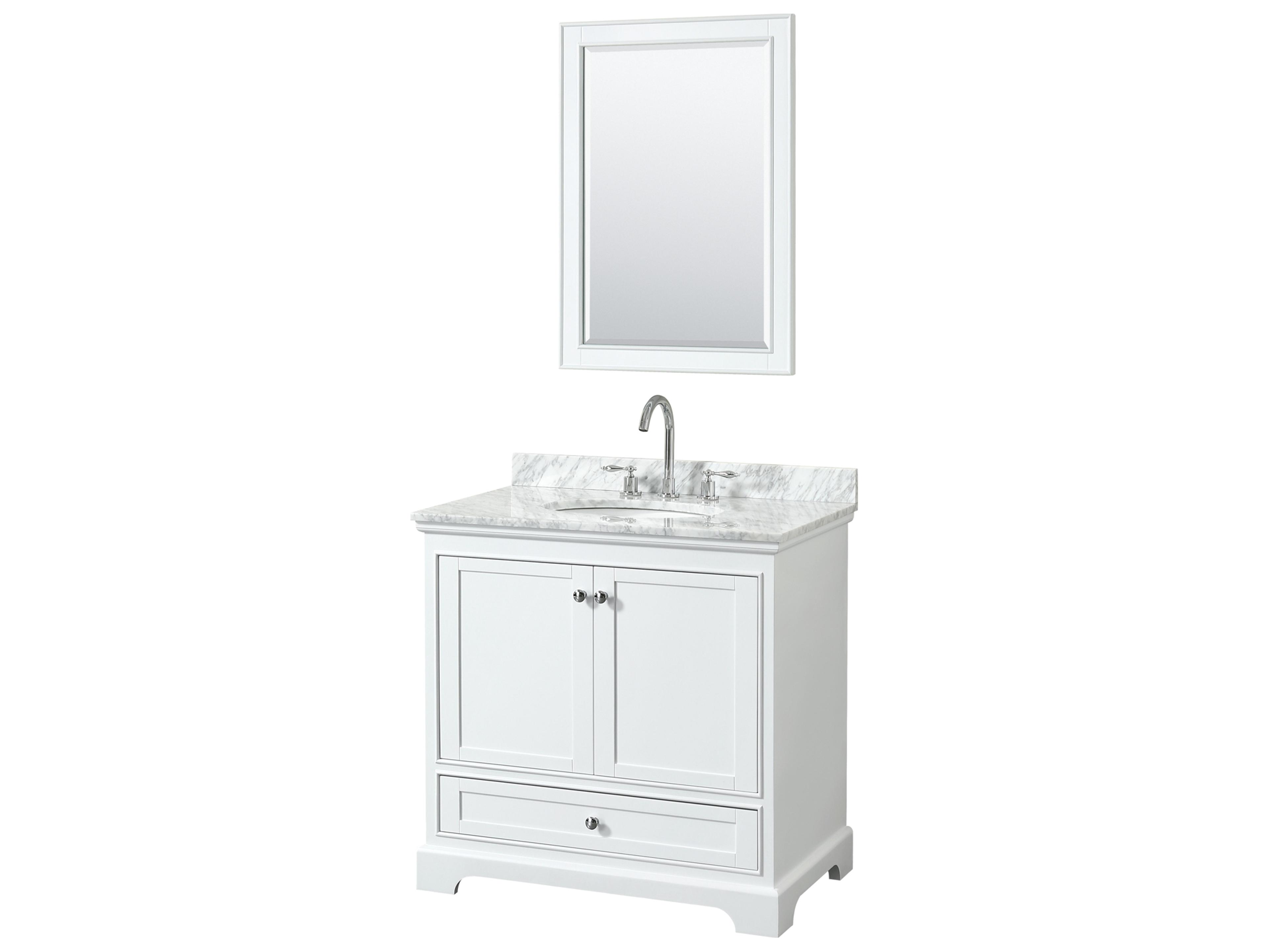 Wyndham Collection Deborah 36" White Vanity with 24" Mirror