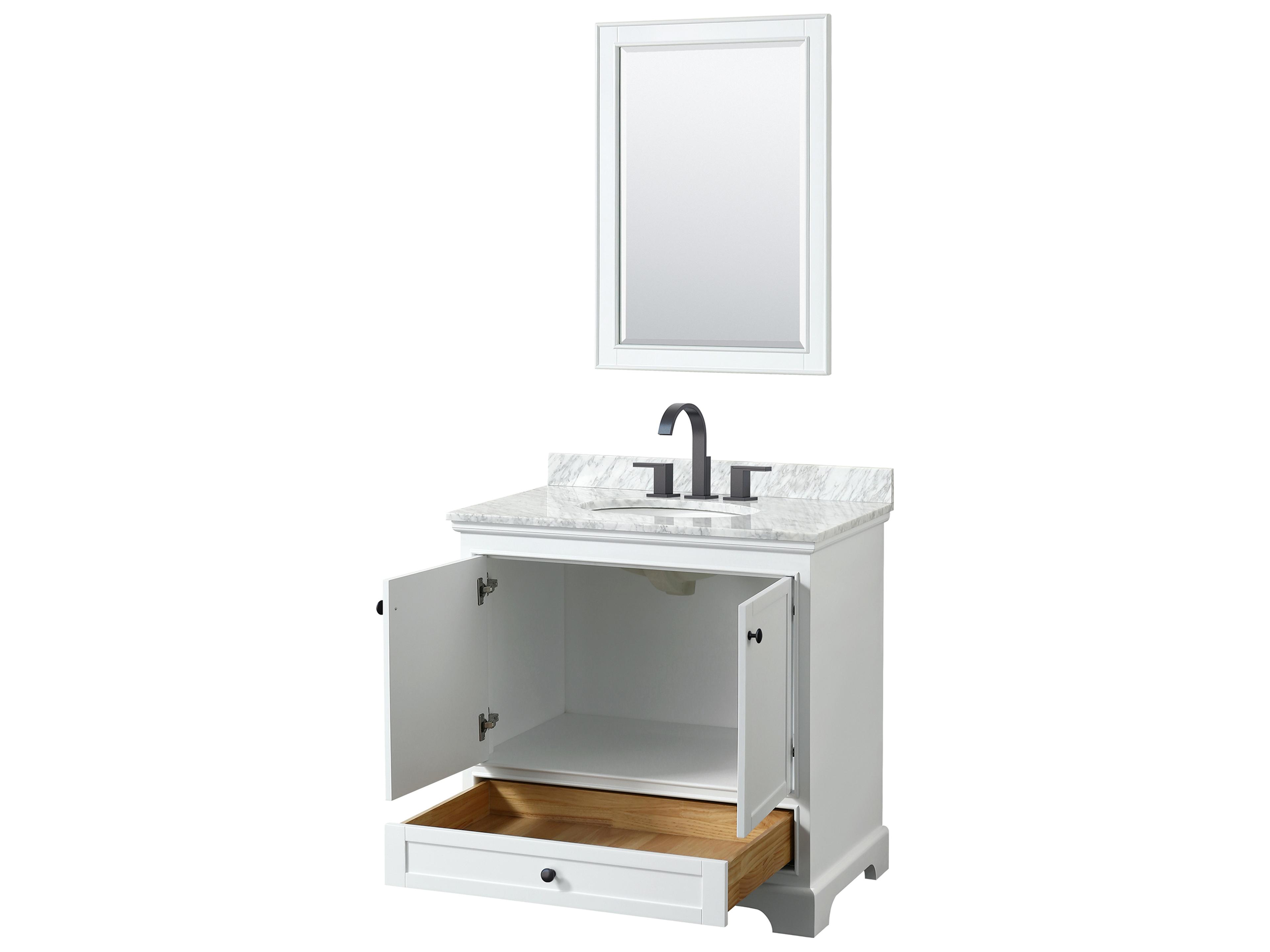 Wyndham Collection Deborah 36" White Vanity with 24" Mirror