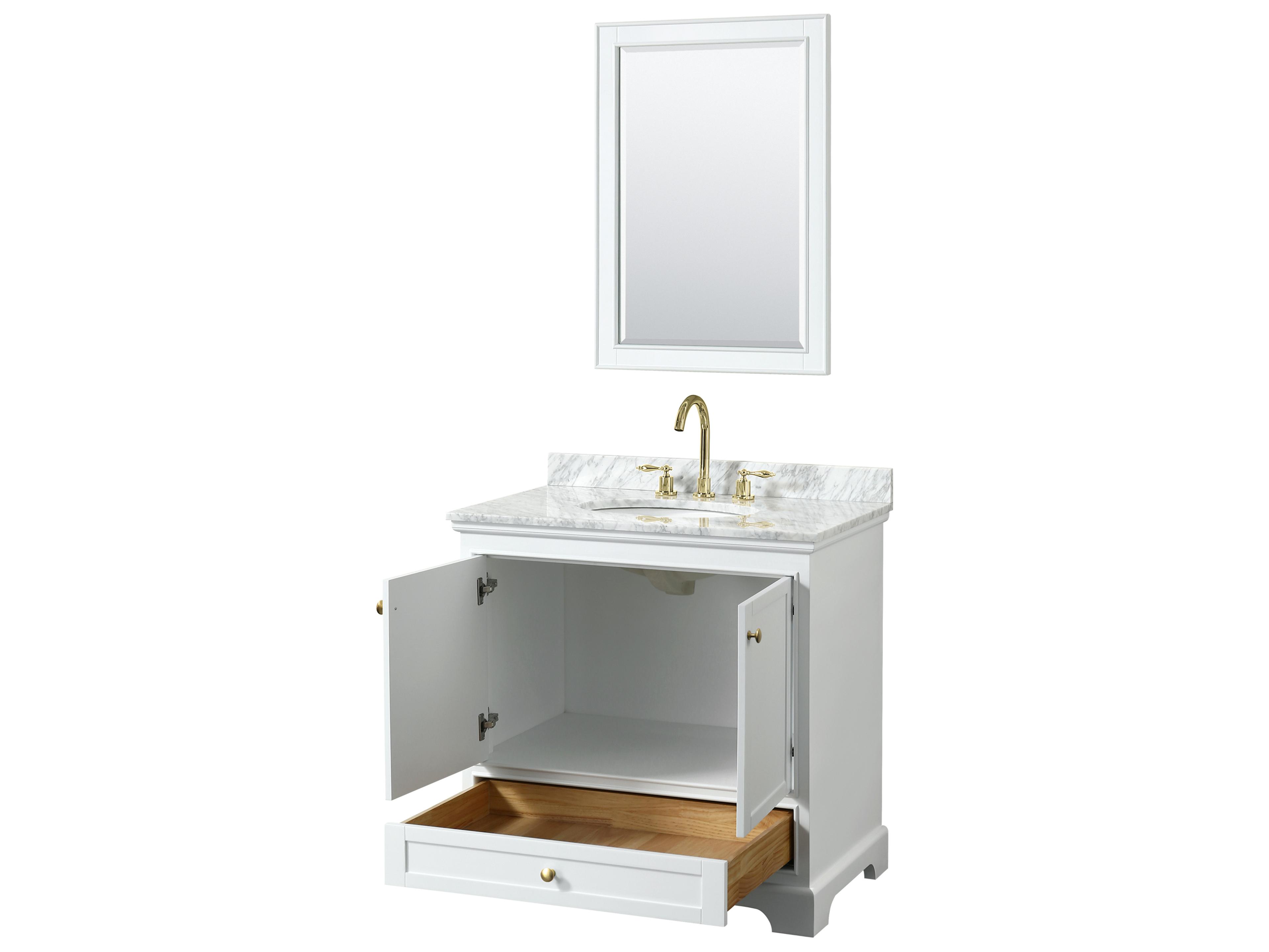 Wyndham Collection Deborah 36" White Vanity with 24" Mirror
