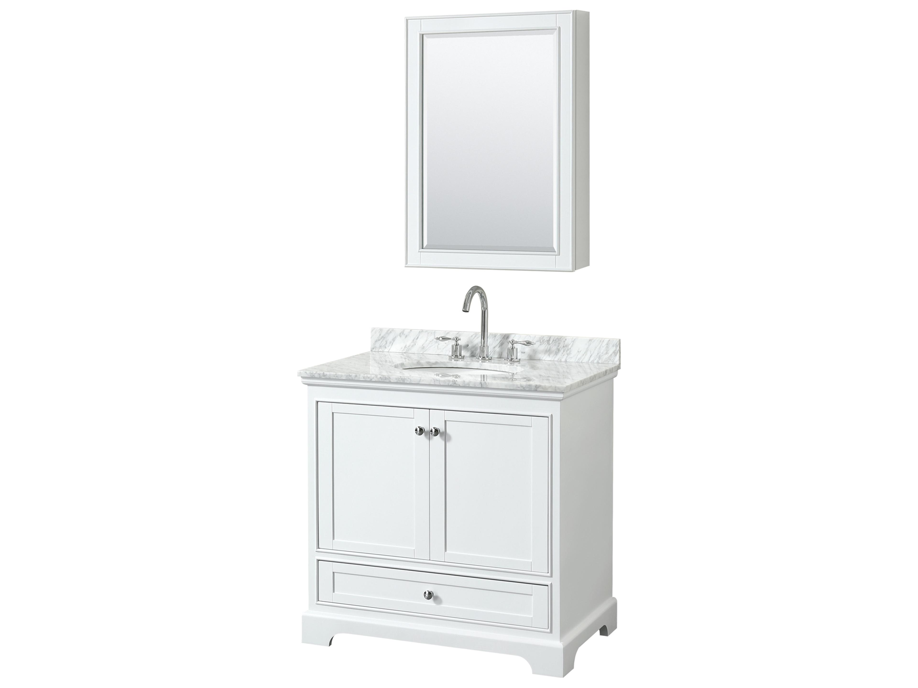 Wyndham Collection Deborah 36" White Vanity with Medicine Cabinet