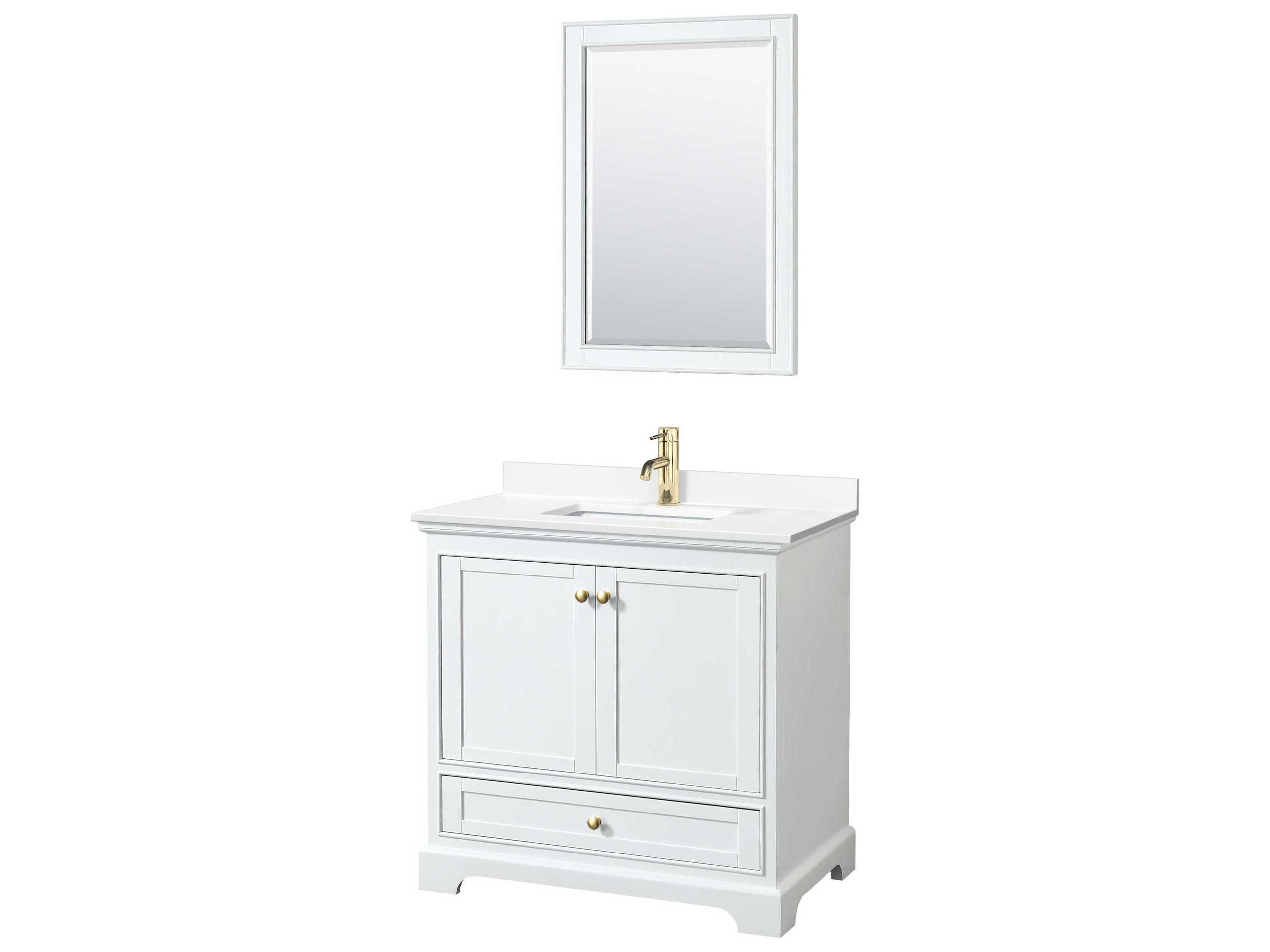 Wyndham Collection Deborah 36" White Vanity with 24" Mirror