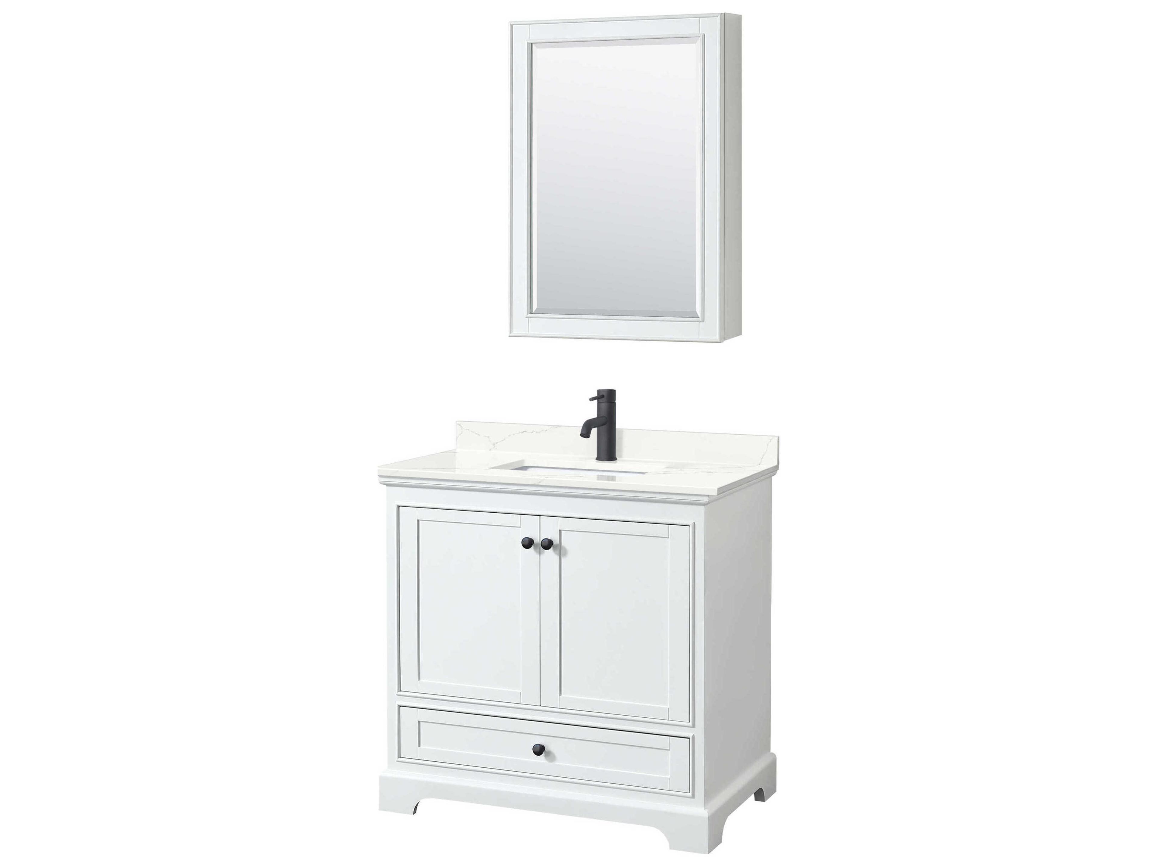 Deborah 36" White Vanity with Medicine Cabinet