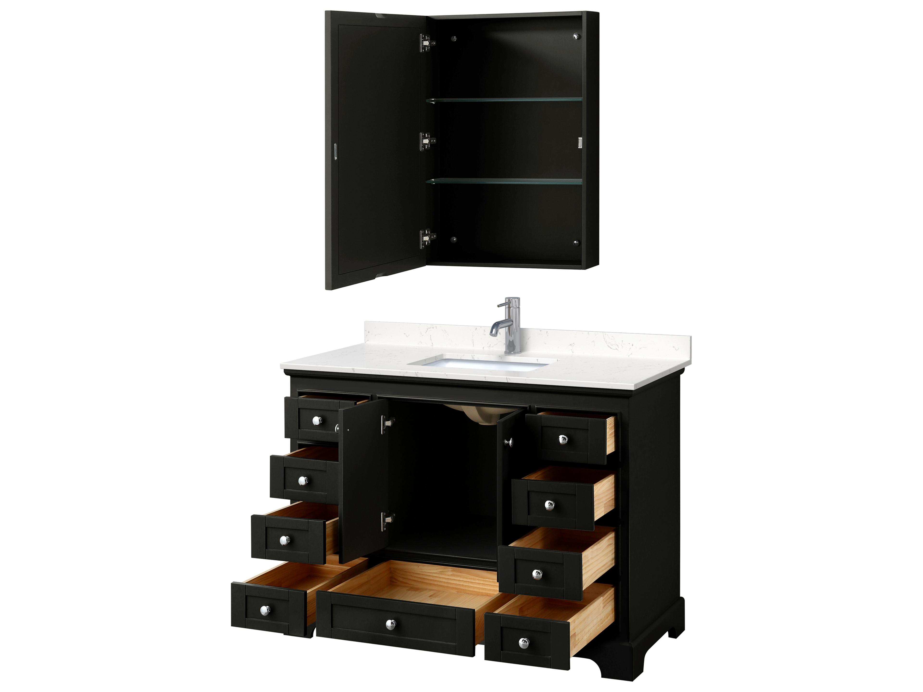 Wyndham Collection Deborah 48" Dark Espresso Vanity with Medicine Cabinet