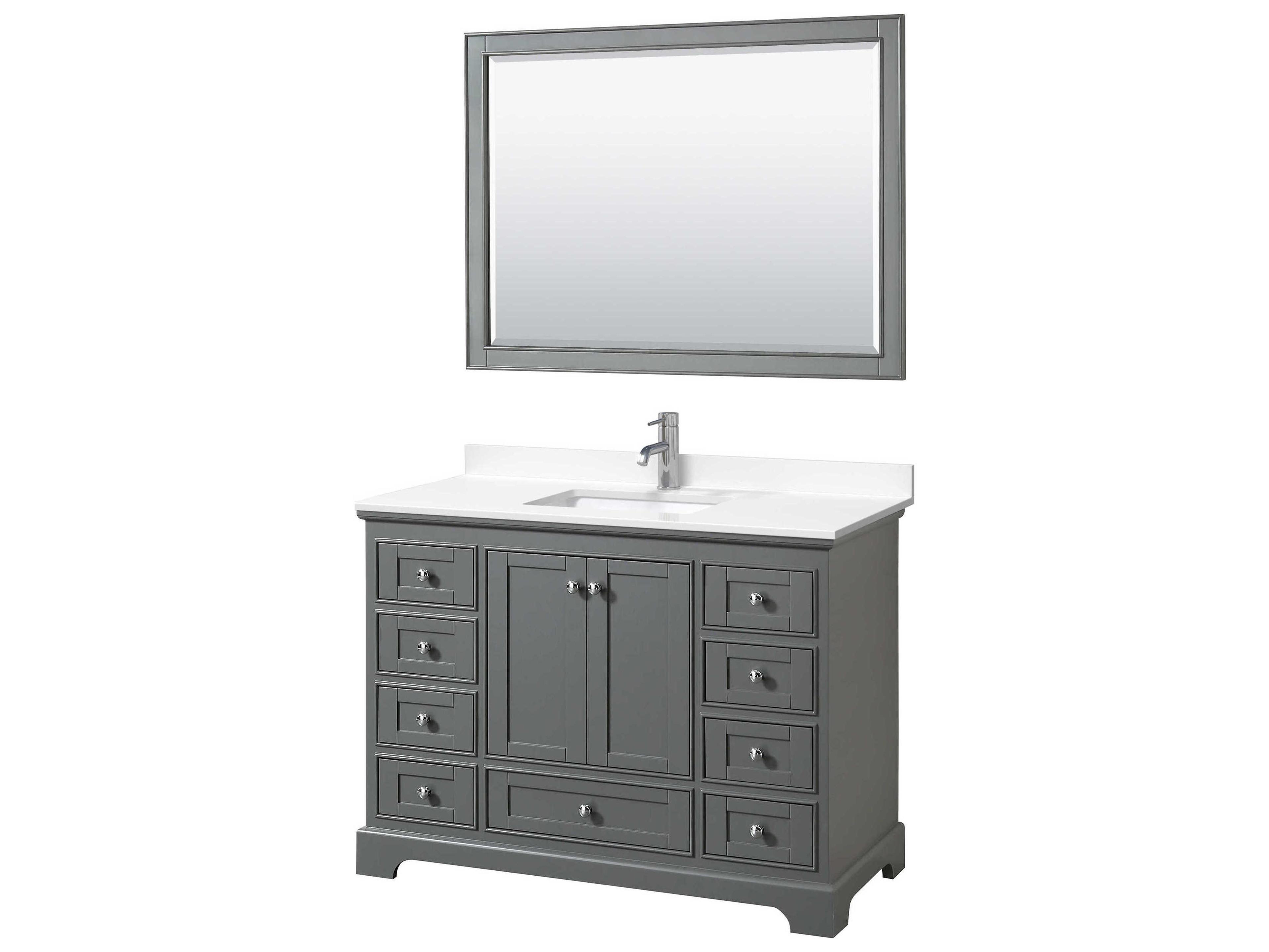 Wyndham Collection Deborah 48" Dark Gray Vanity with 46" Mirror