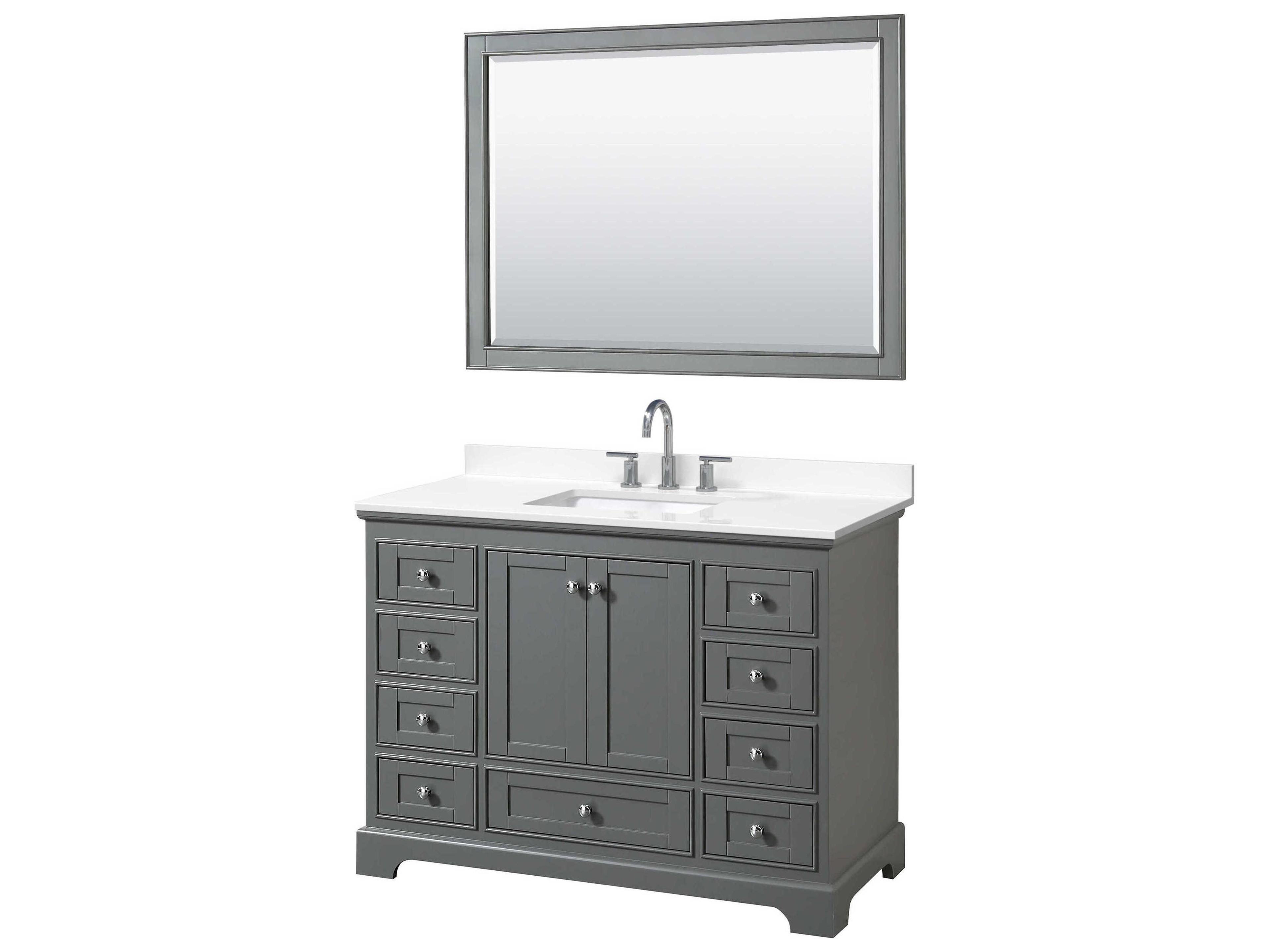 Wyndham Collection Deborah 48" Dark Gray Vanity with 46" Mirror