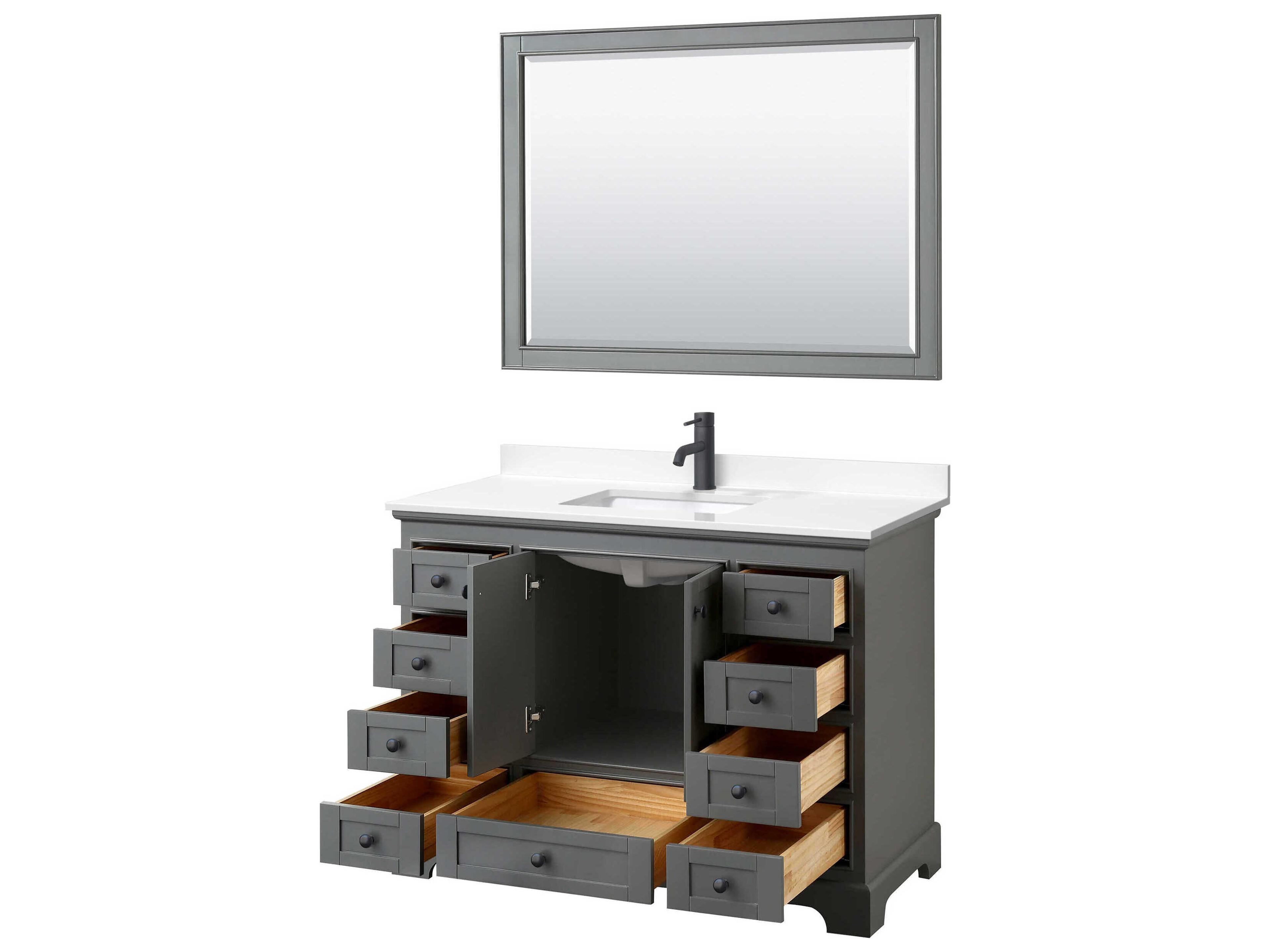 Wyndham Collection Deborah 48" Dark Gray Vanity with 46" Mirror