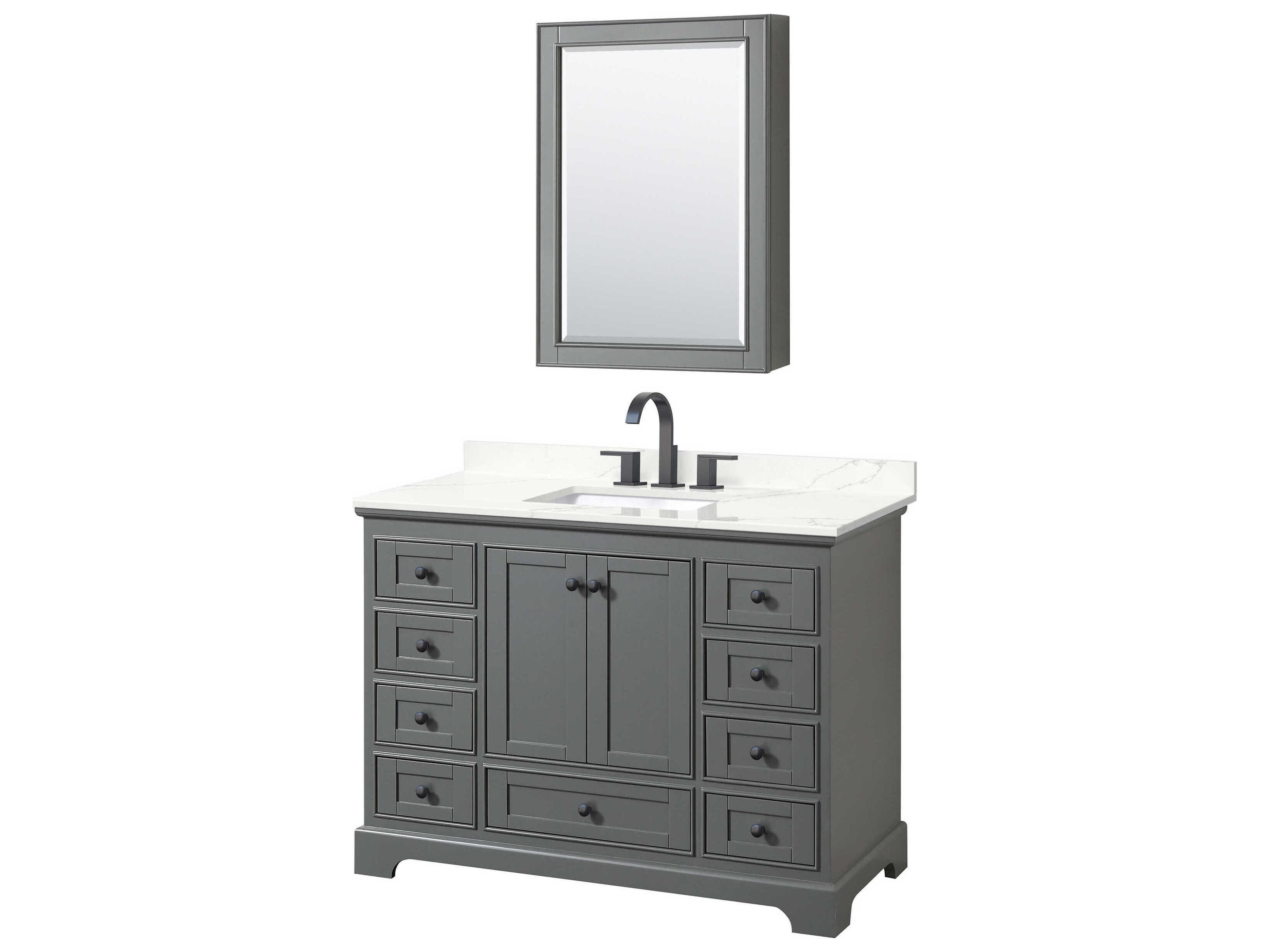 Wyndham Collection Deborah 48" Dark Gray Vanity with Medicine Cabinet