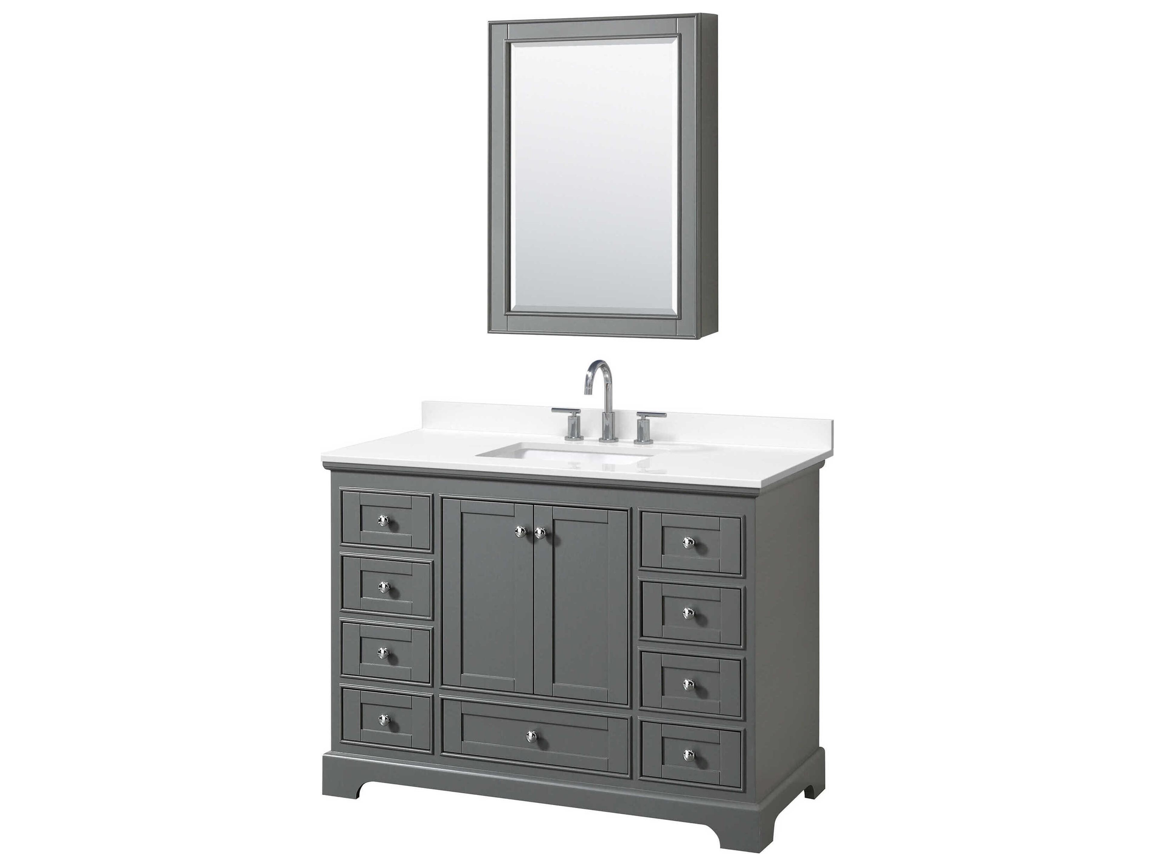 Wyndham Collection Deborah 48" Dark Gray Vanity with Medicine Cabinet
