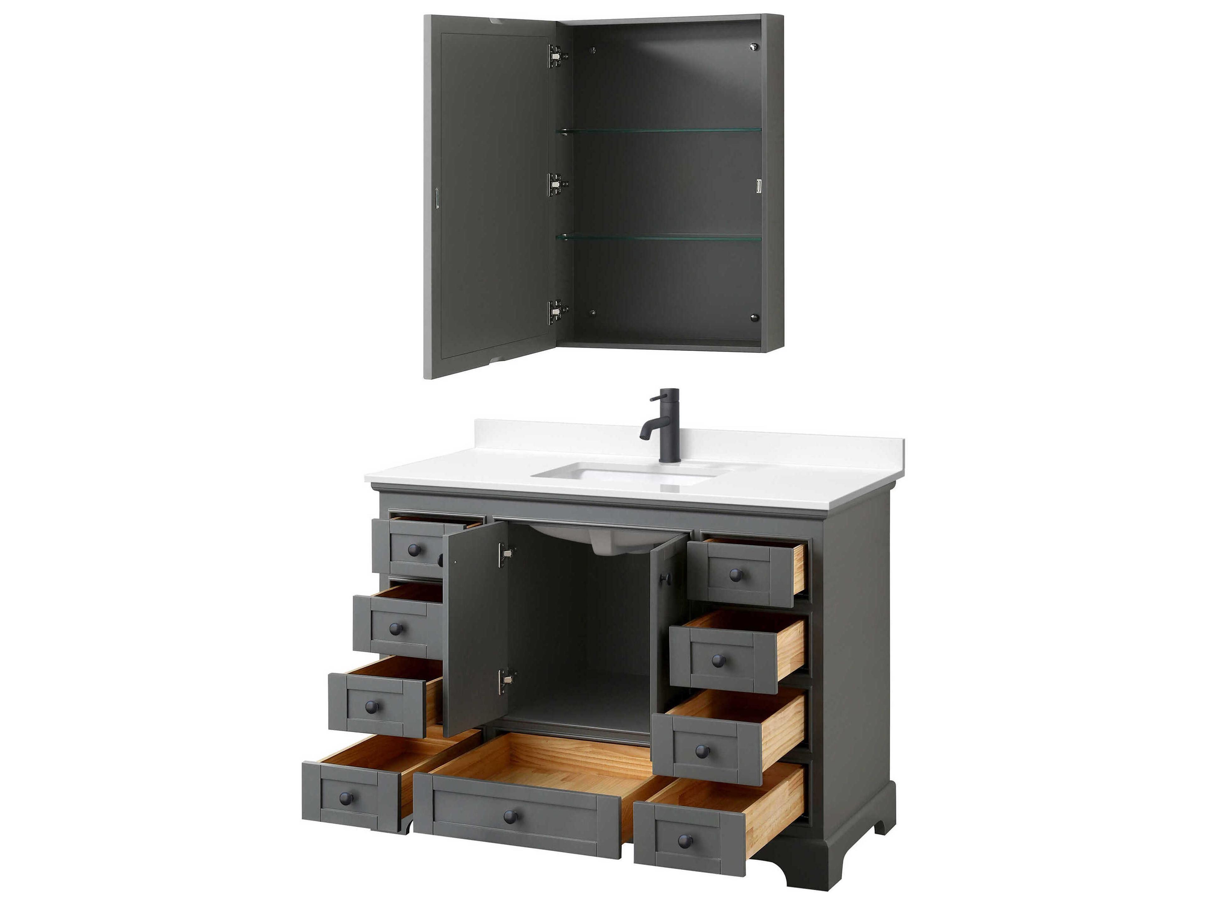 Wyndham Collection Deborah 48" Dark Gray Vanity with Medicine Cabinet