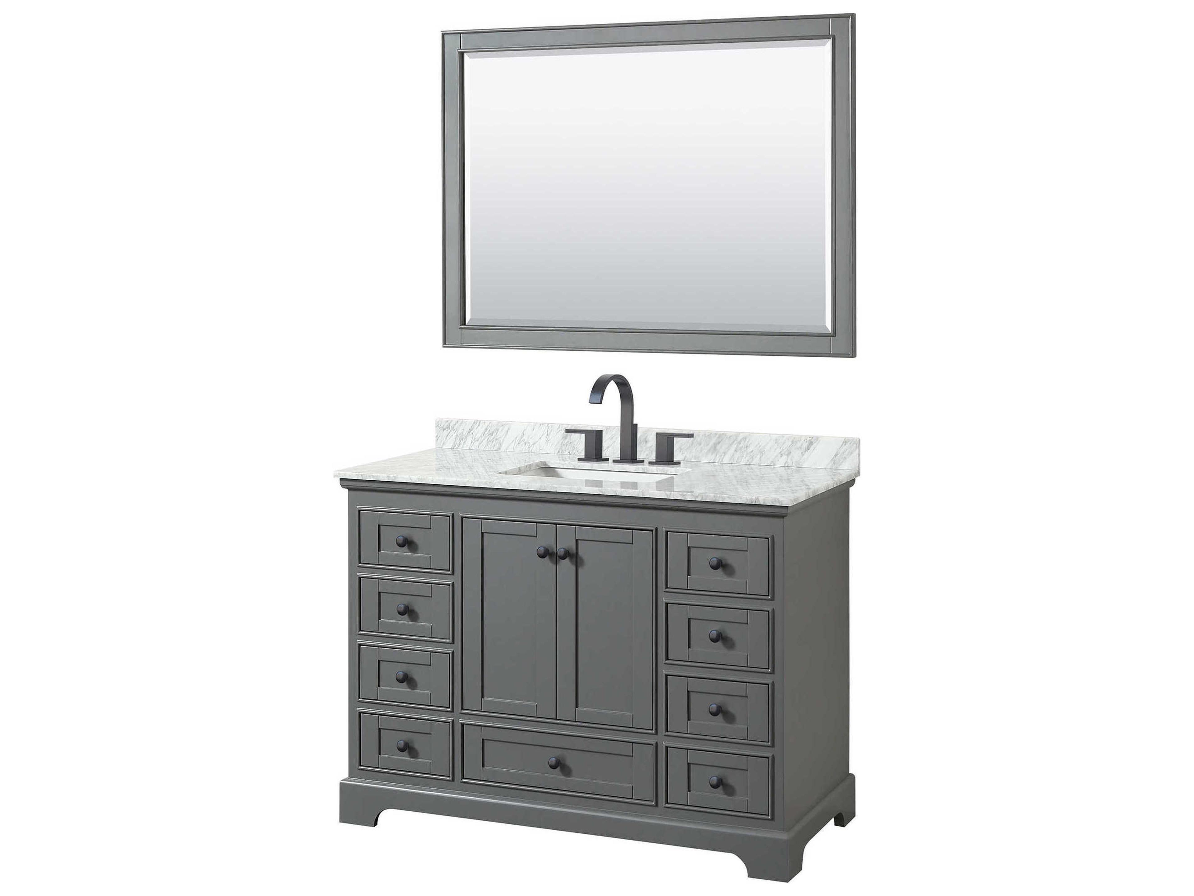 Wyndham Collection Deborah 48" Dark Gray Vanity with 46" Mirror