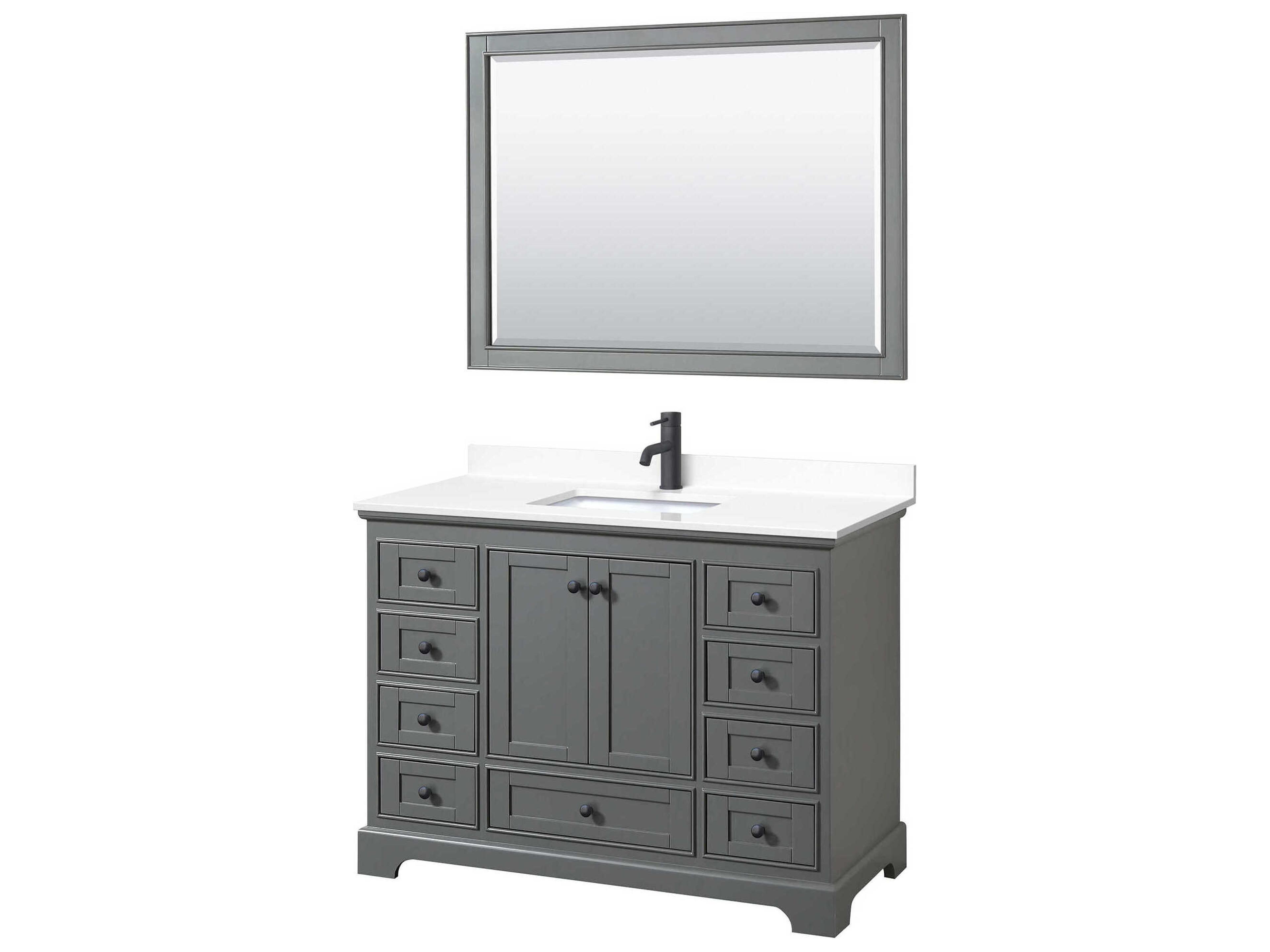 Wyndham Collection Deborah 48" Dark Gray Vanity with 46" Mirror
