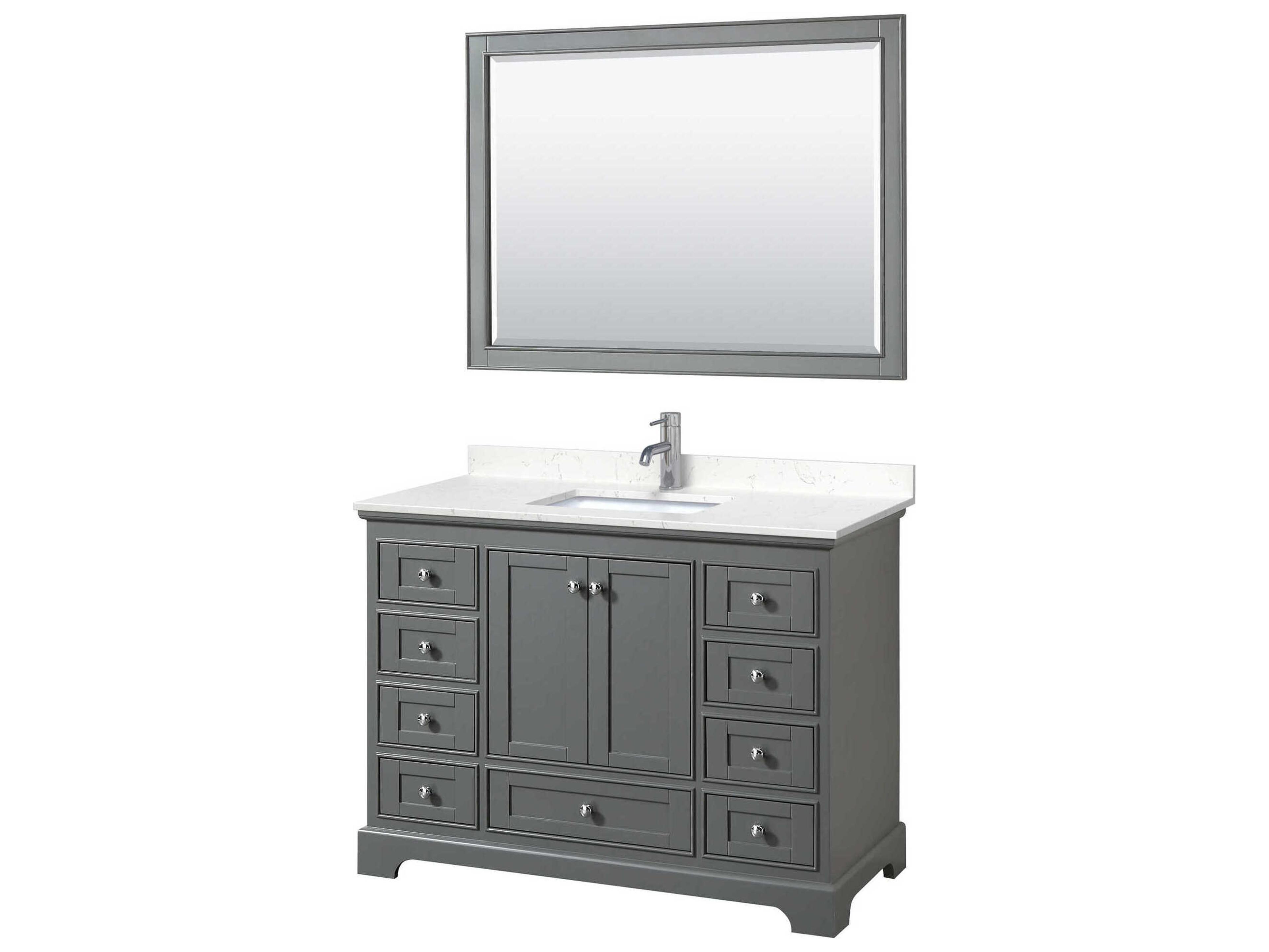 Wyndham Collection Deborah 48" Dark Gray Vanity with 46" Mirror
