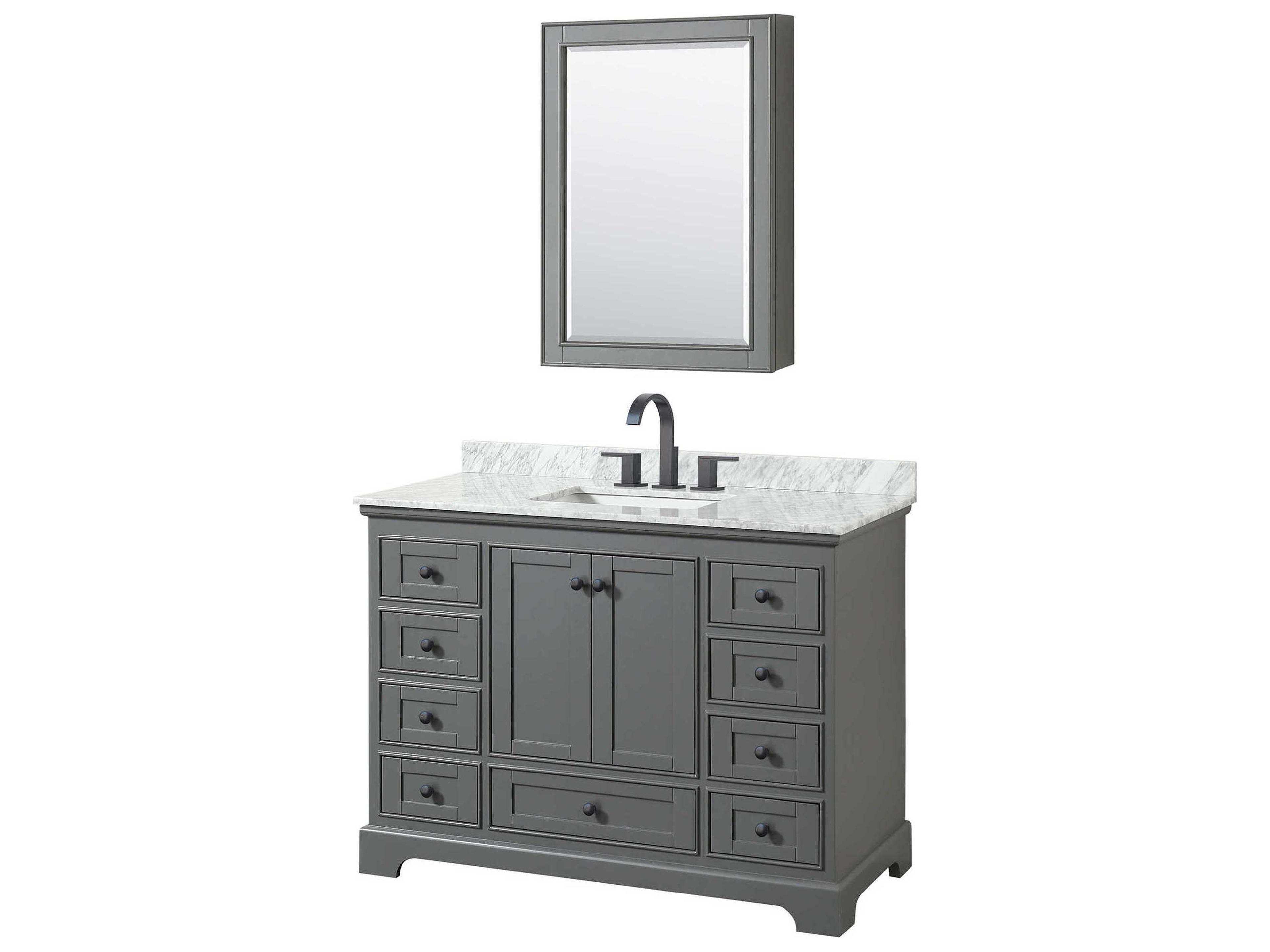 Wyndham Collection Deborah 48" Dark Gray Vanity with Medicine Cabinet
