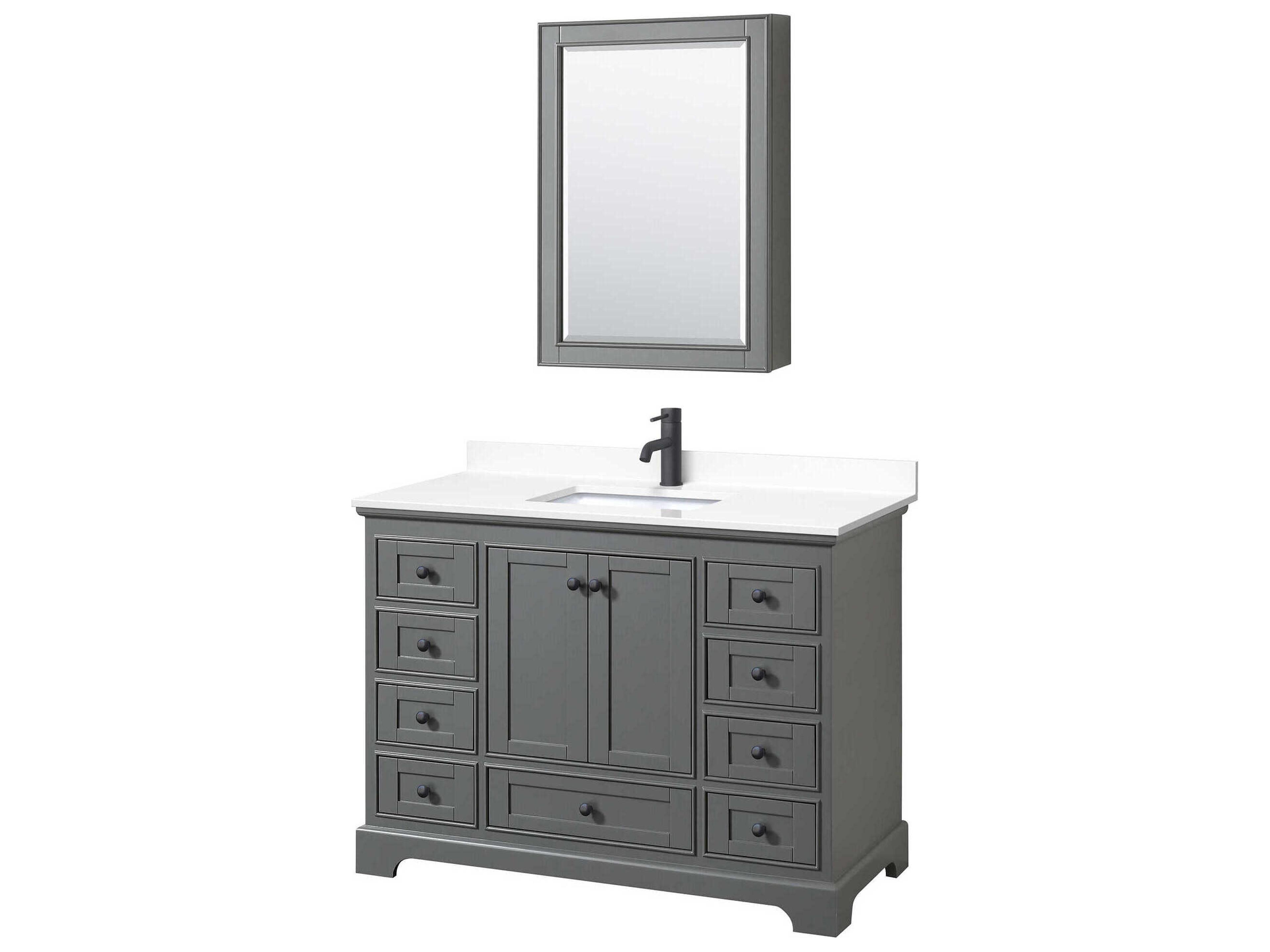 Wyndham Collection Deborah 48" Dark Gray Vanity with Medicine Cabinet