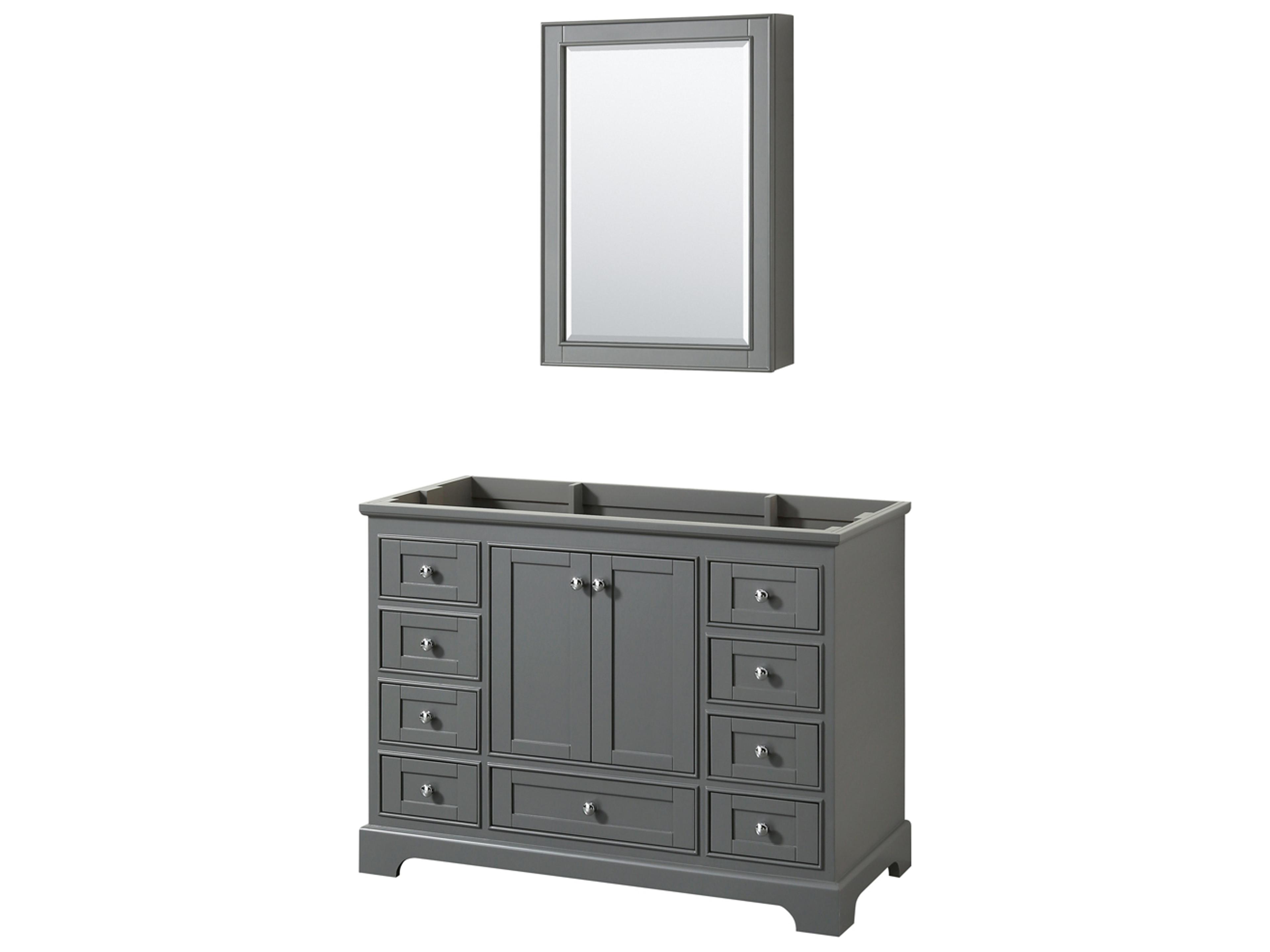 Wyndham Collection Deborah 47" Dark Gray Vanity with Medicine Cabinet