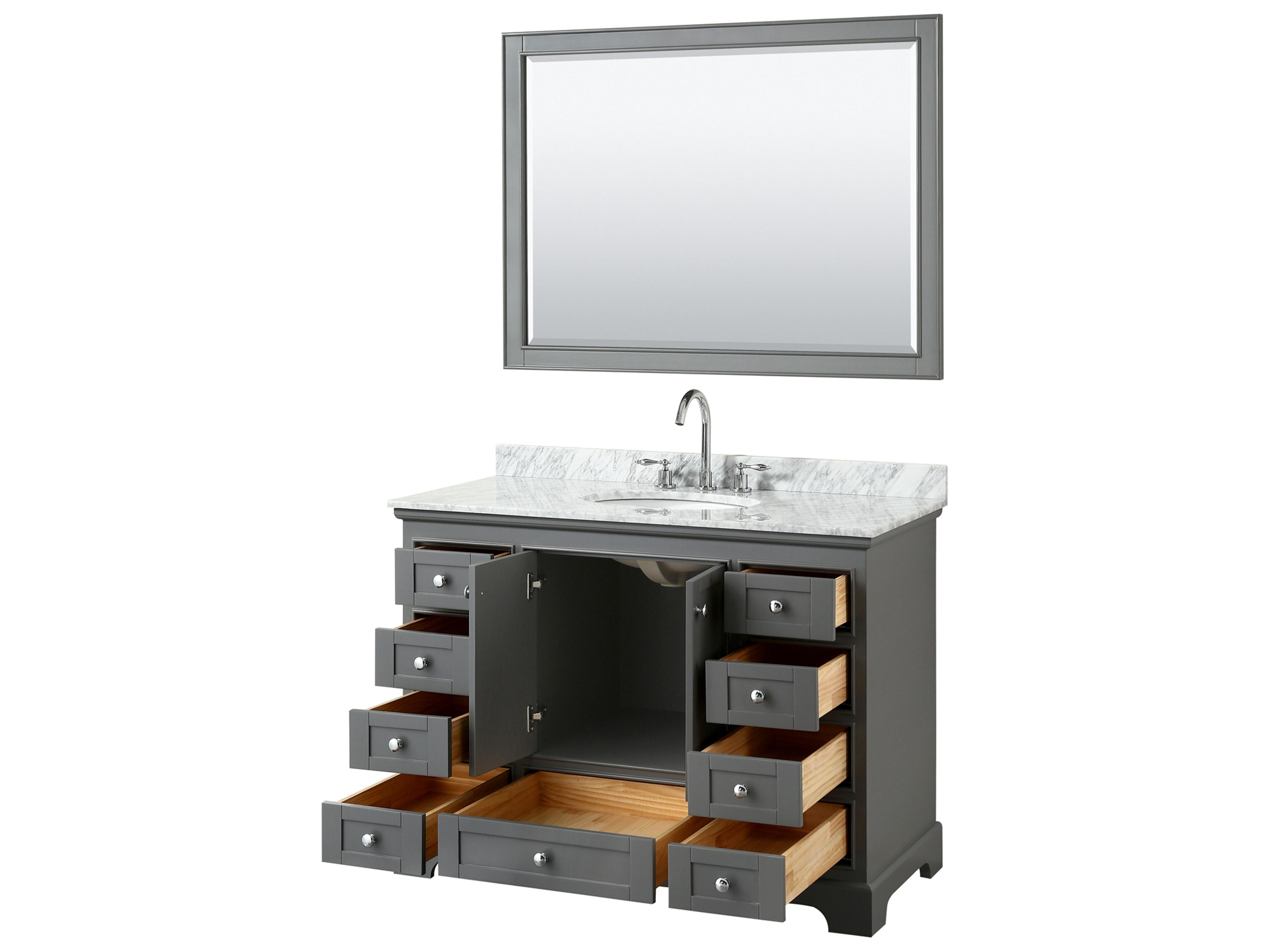Wyndham Collection Deborah 48" Dark Gray Vanity with 46" Mirror