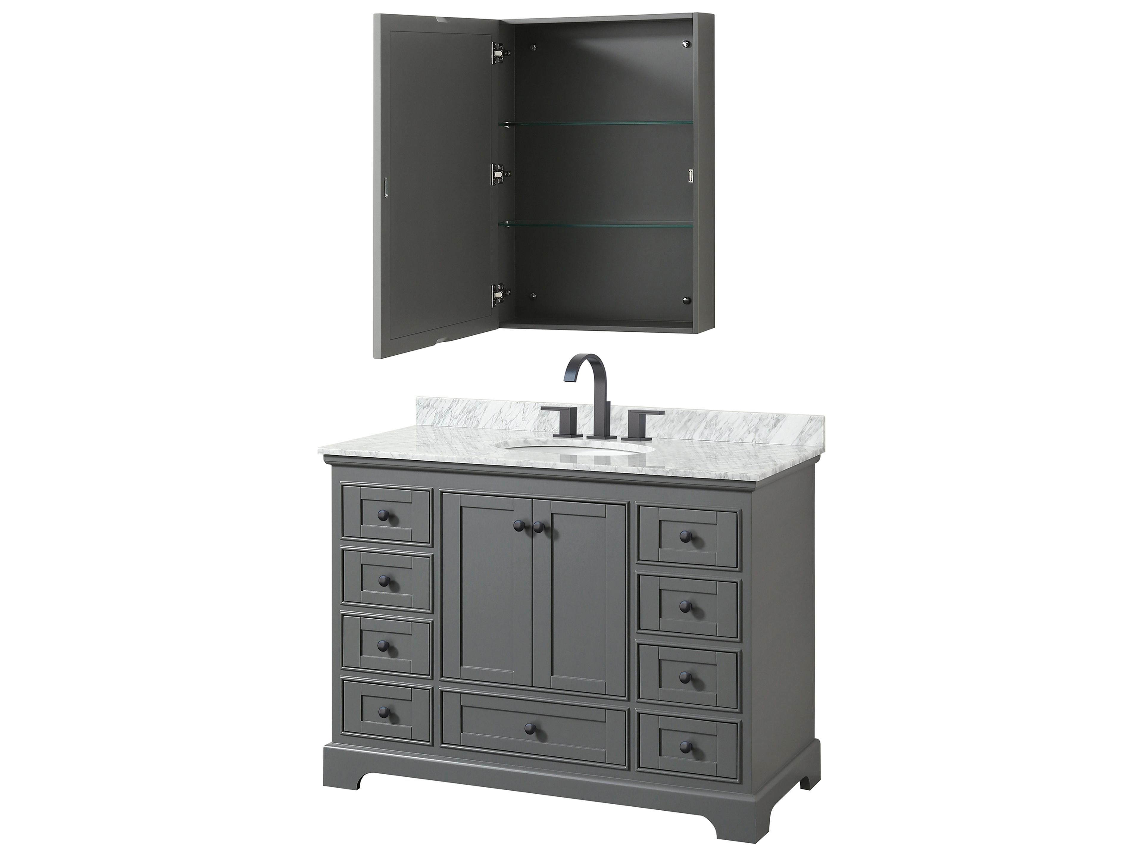 Wyndham Collection Deborah 48" Dark Gray Vanity with Medicine Cabinet