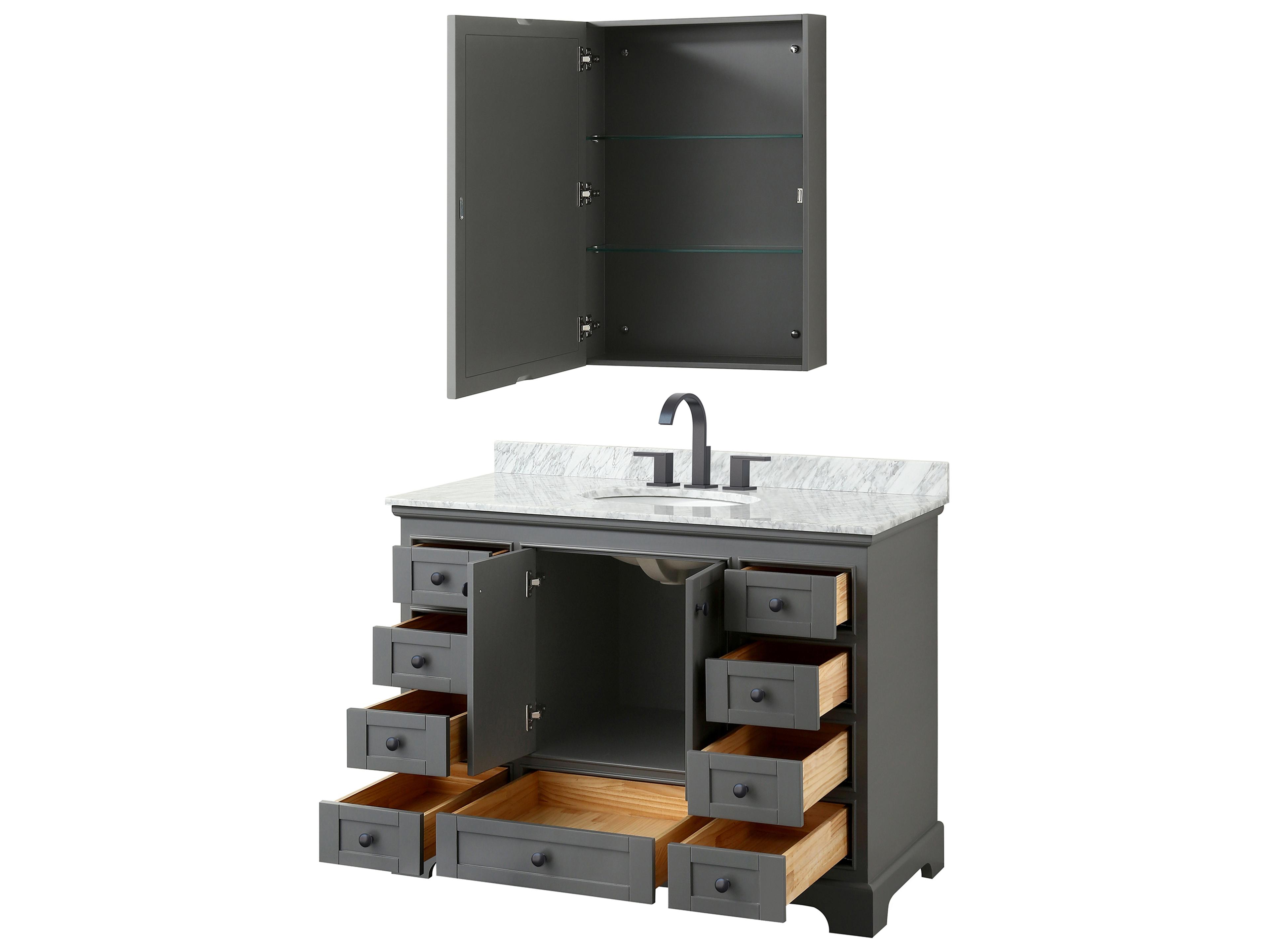 Wyndham Collection Deborah 48" Dark Gray Vanity with Medicine Cabinet