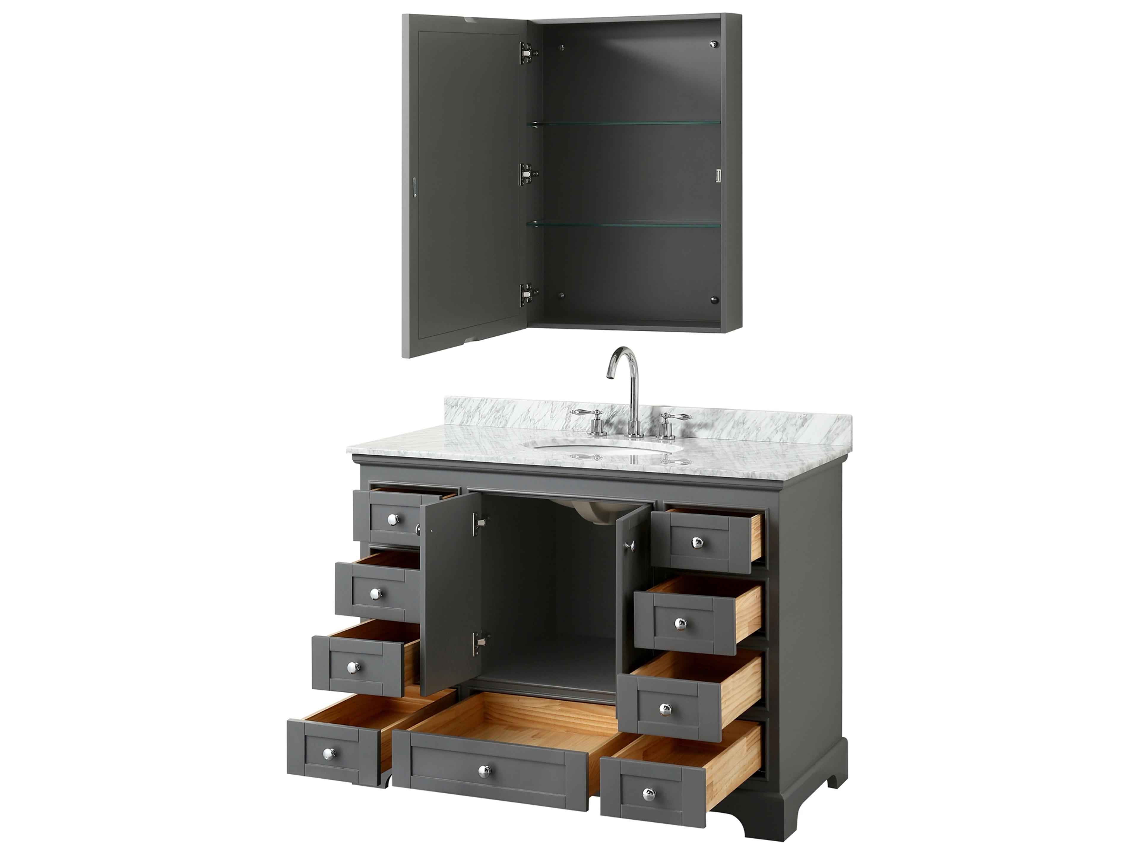 Wyndham Collection Deborah 48" Dark Gray Vanity with Medicine Cabinet