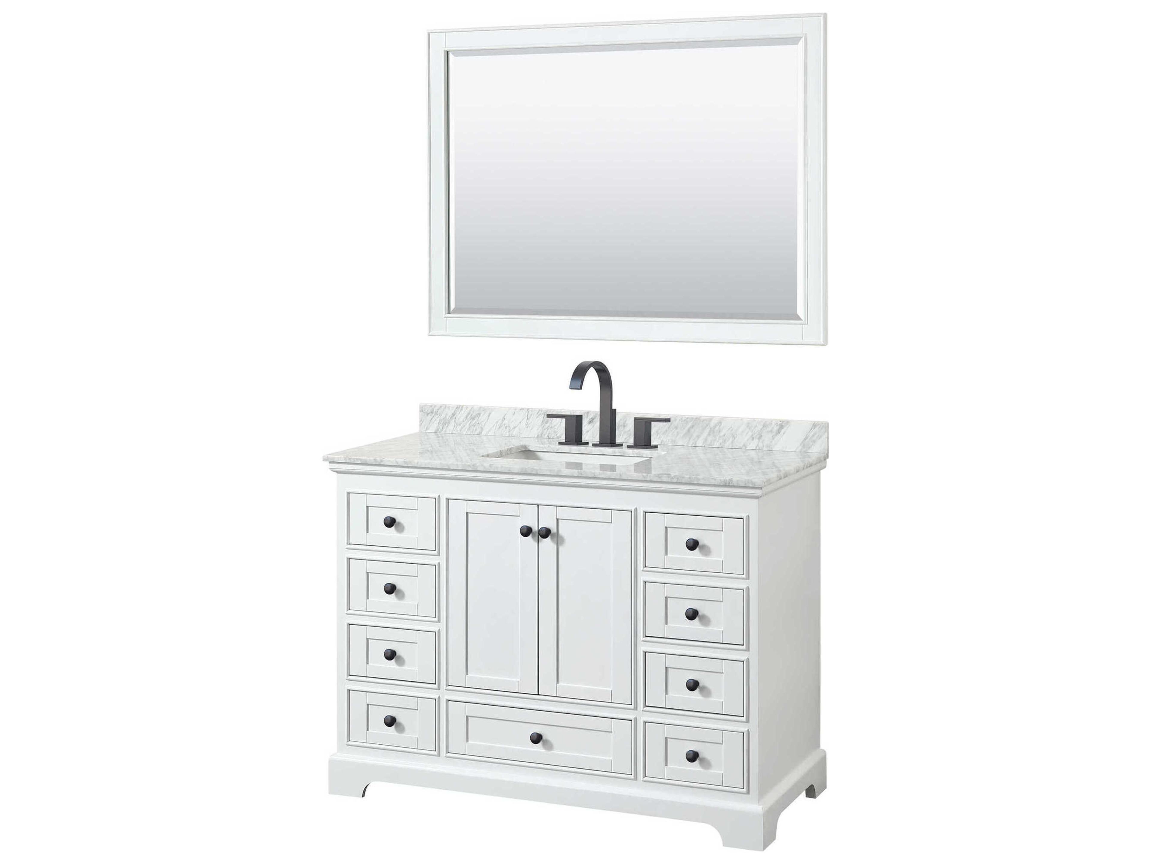 Wyndham Collection Deborah 48" White Vanity with 46" Mirror