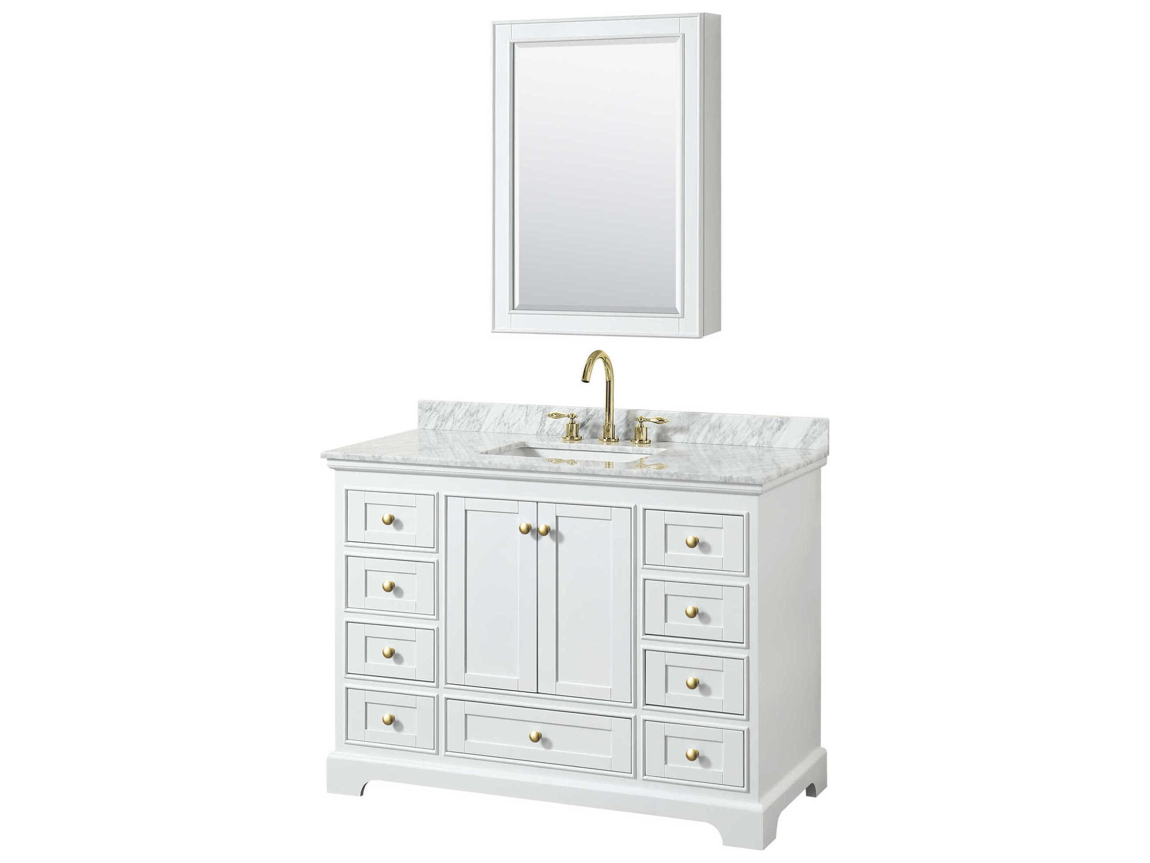 Wyndham Collection Deborah 48" White Vanity with Medicine Cabinet