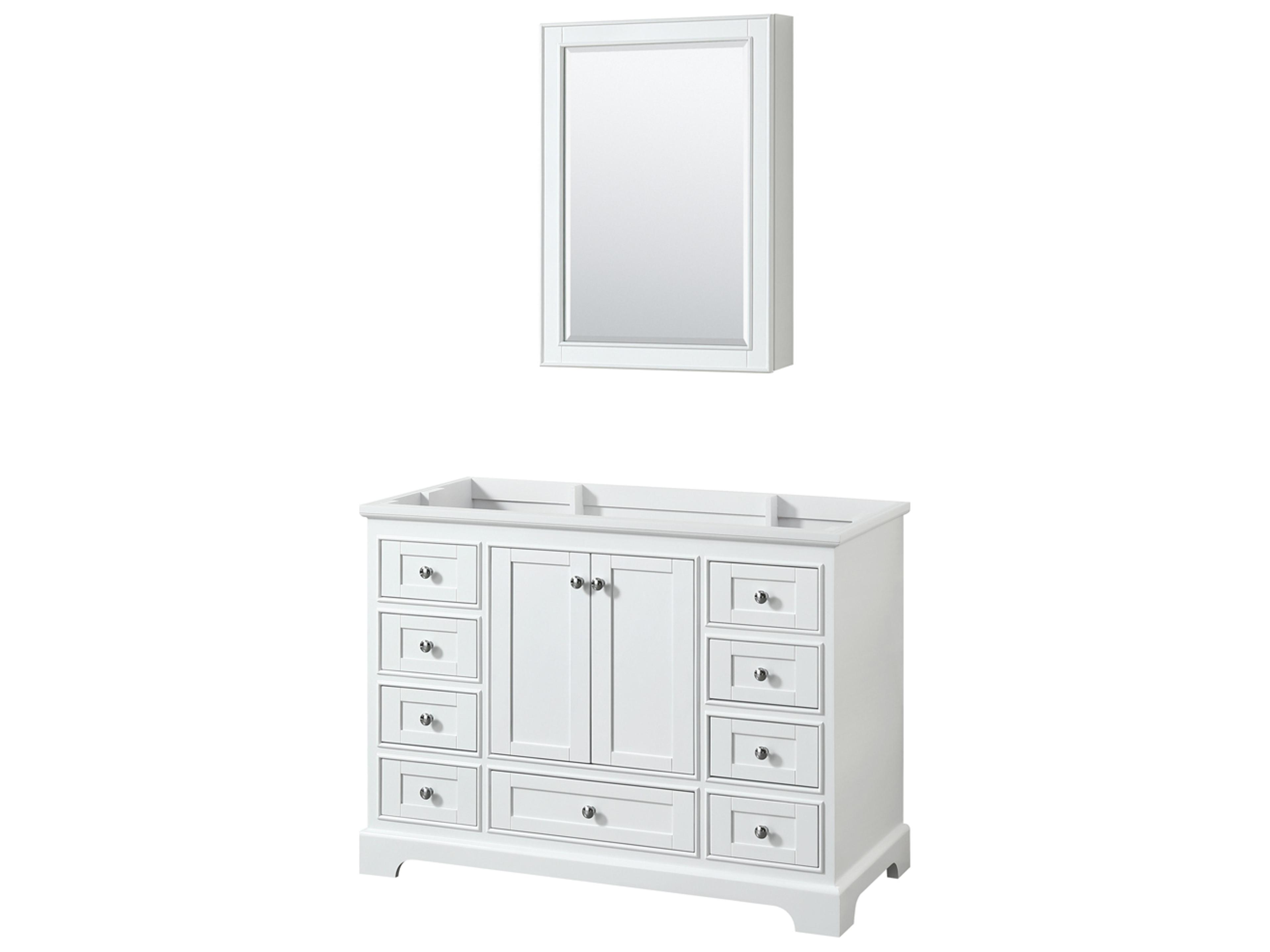 Wyndham Collection Deborah 47" White Vanity with Medicine Cabinet