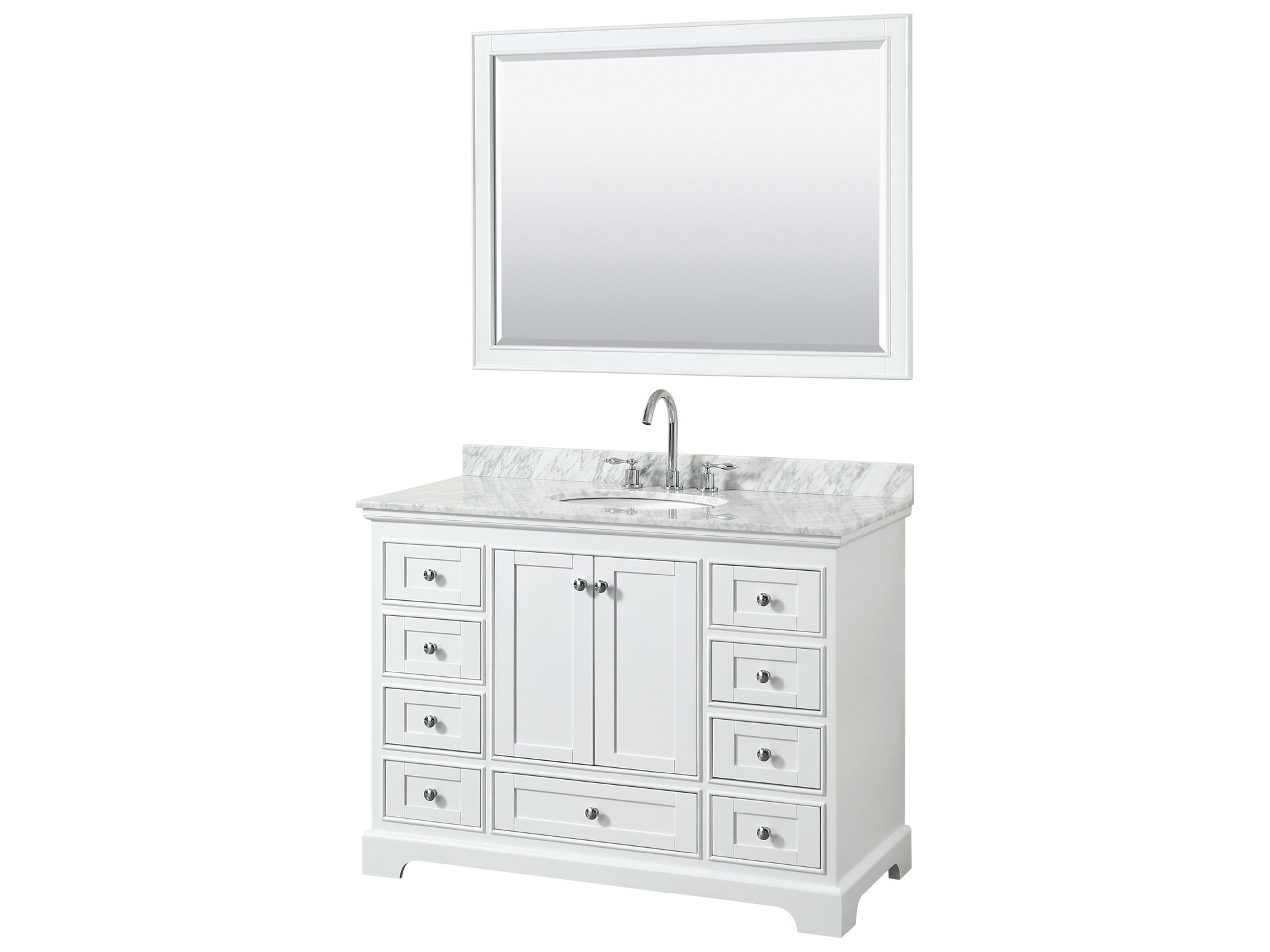 Wyndham Collection Deborah 48" White Vanity with 46" Mirror