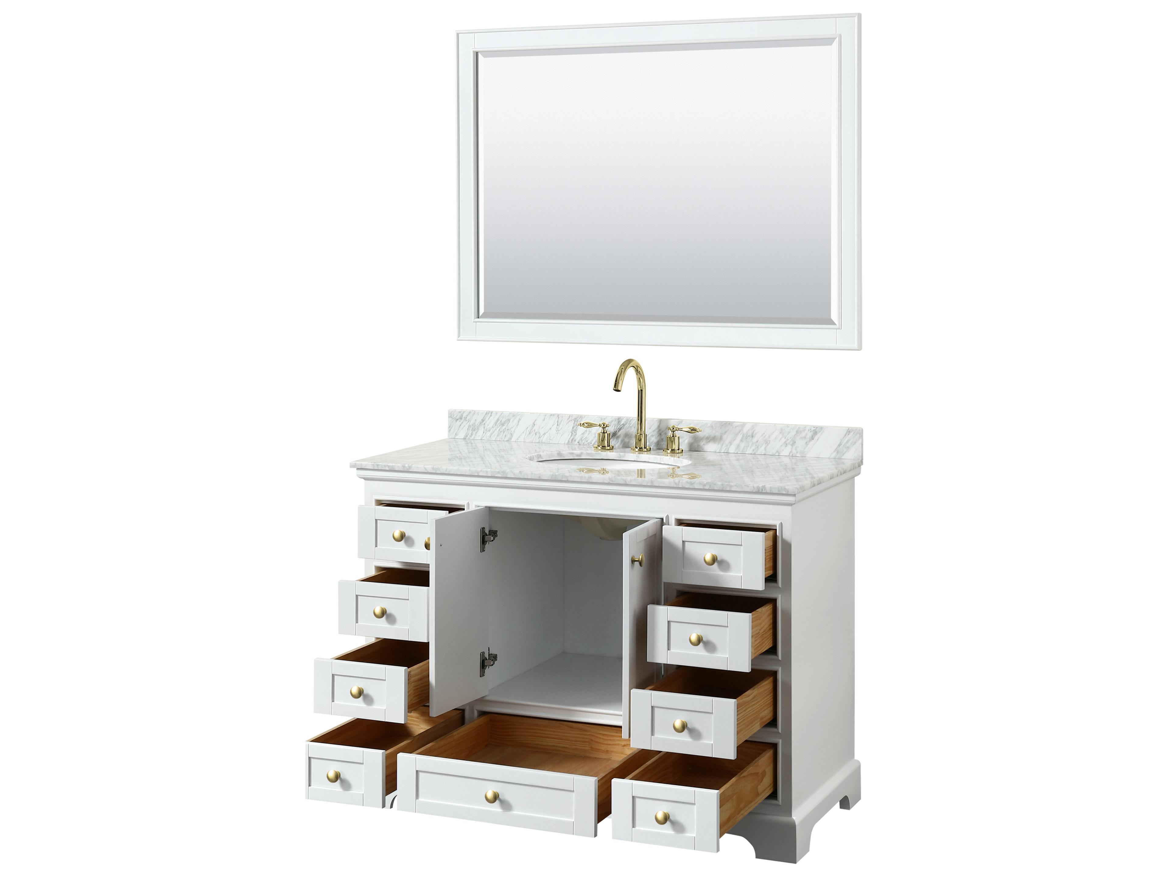 Wyndham Collection Deborah 48" White Vanity with 46" Mirror