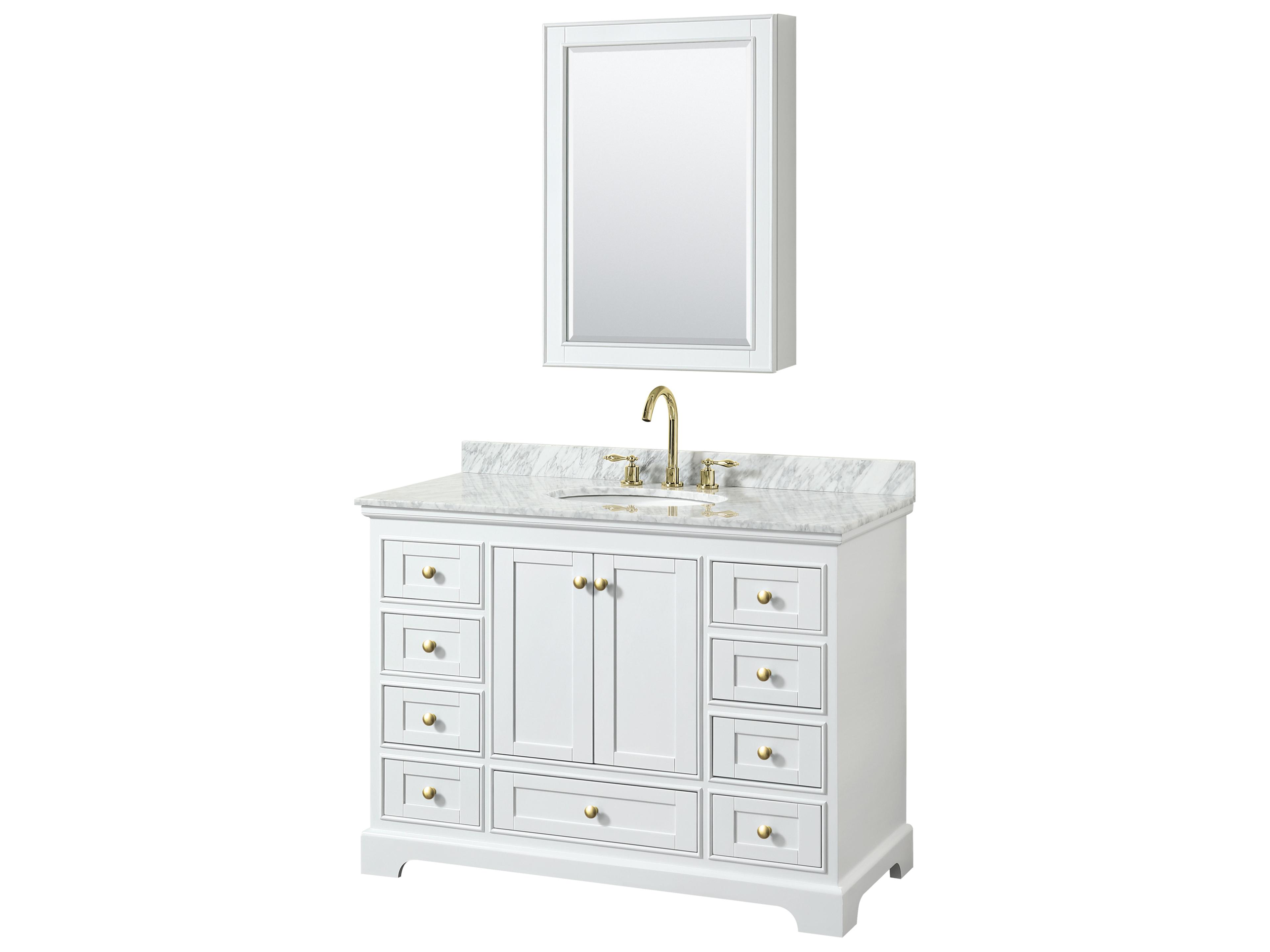 Wyndham Collection Deborah 48" White Vanity with Medicine Cabinet