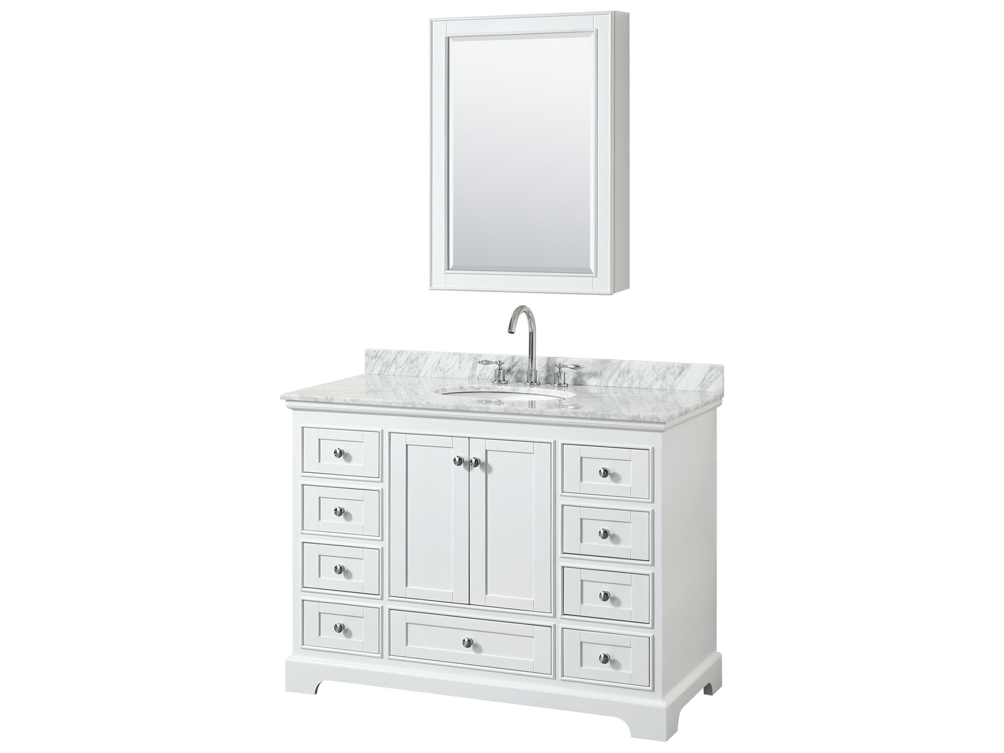 Wyndham Collection Deborah 48" White Vanity with Medicine Cabinet