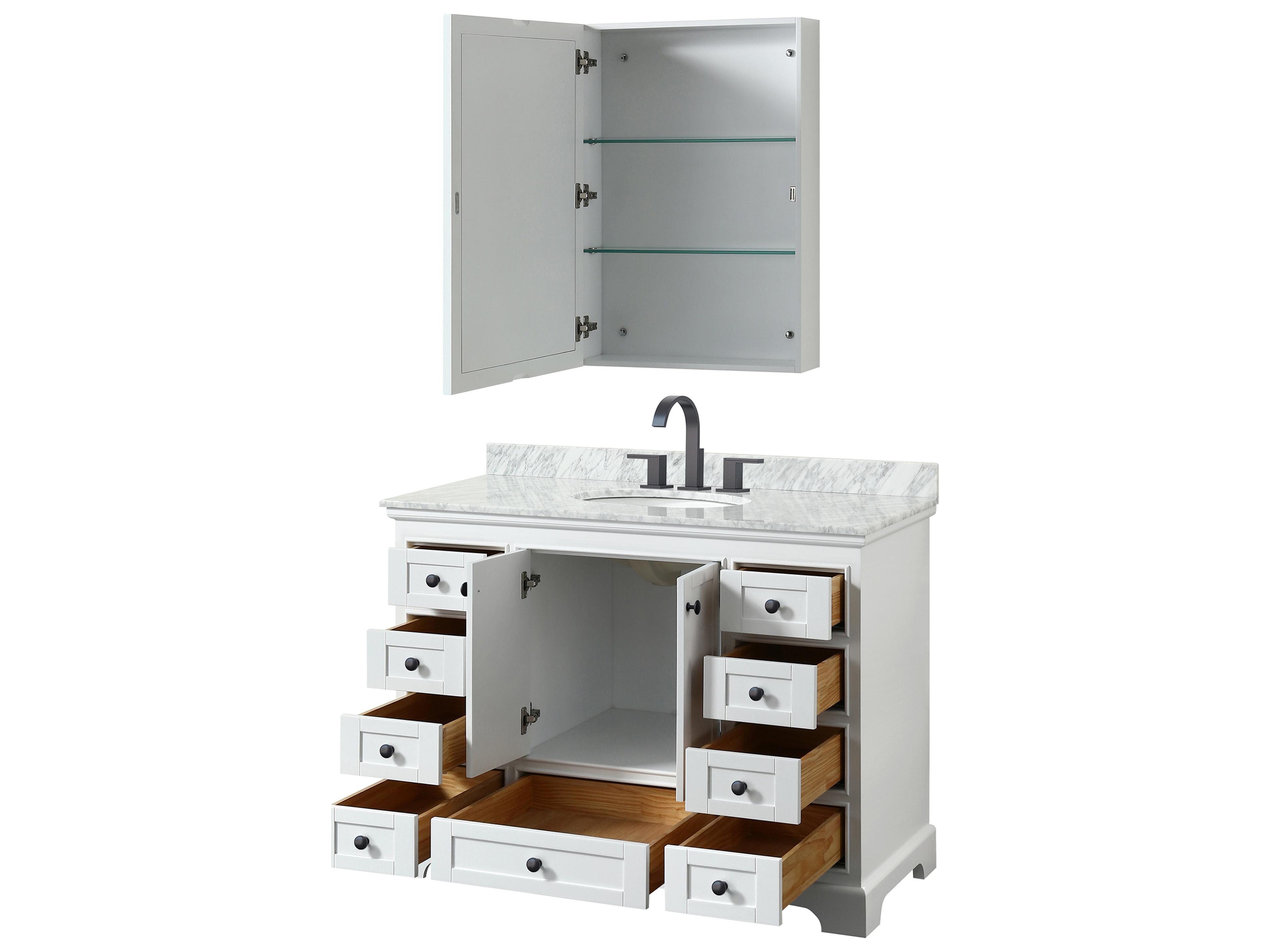 Wyndham Collection Deborah 48" White Vanity with Medicine Cabinet