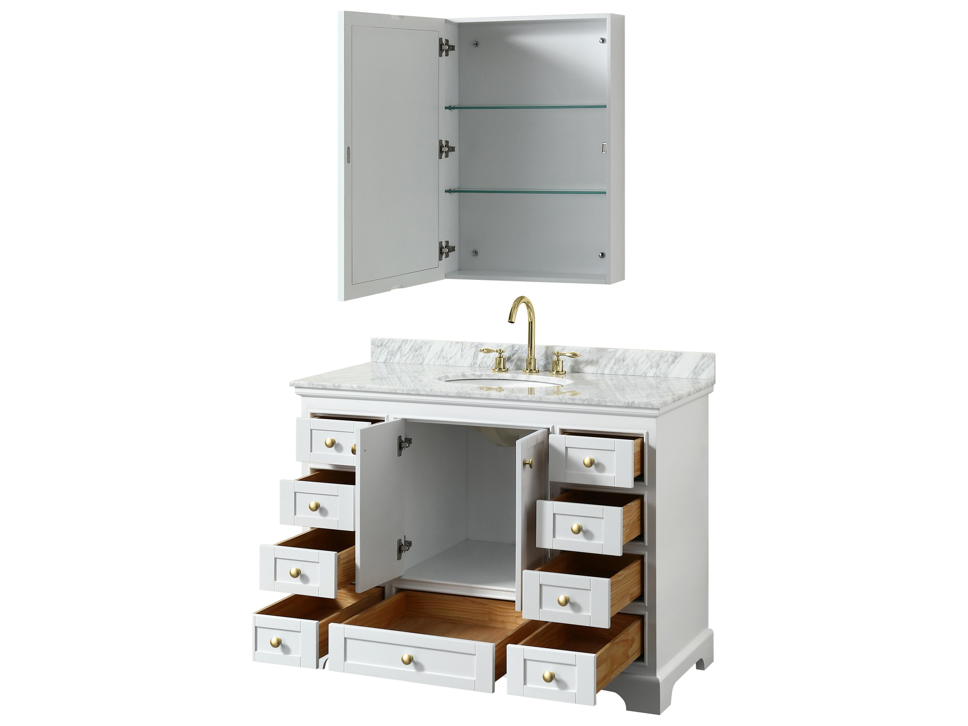 Wyndham Collection Deborah 48" White Vanity with Medicine Cabinet