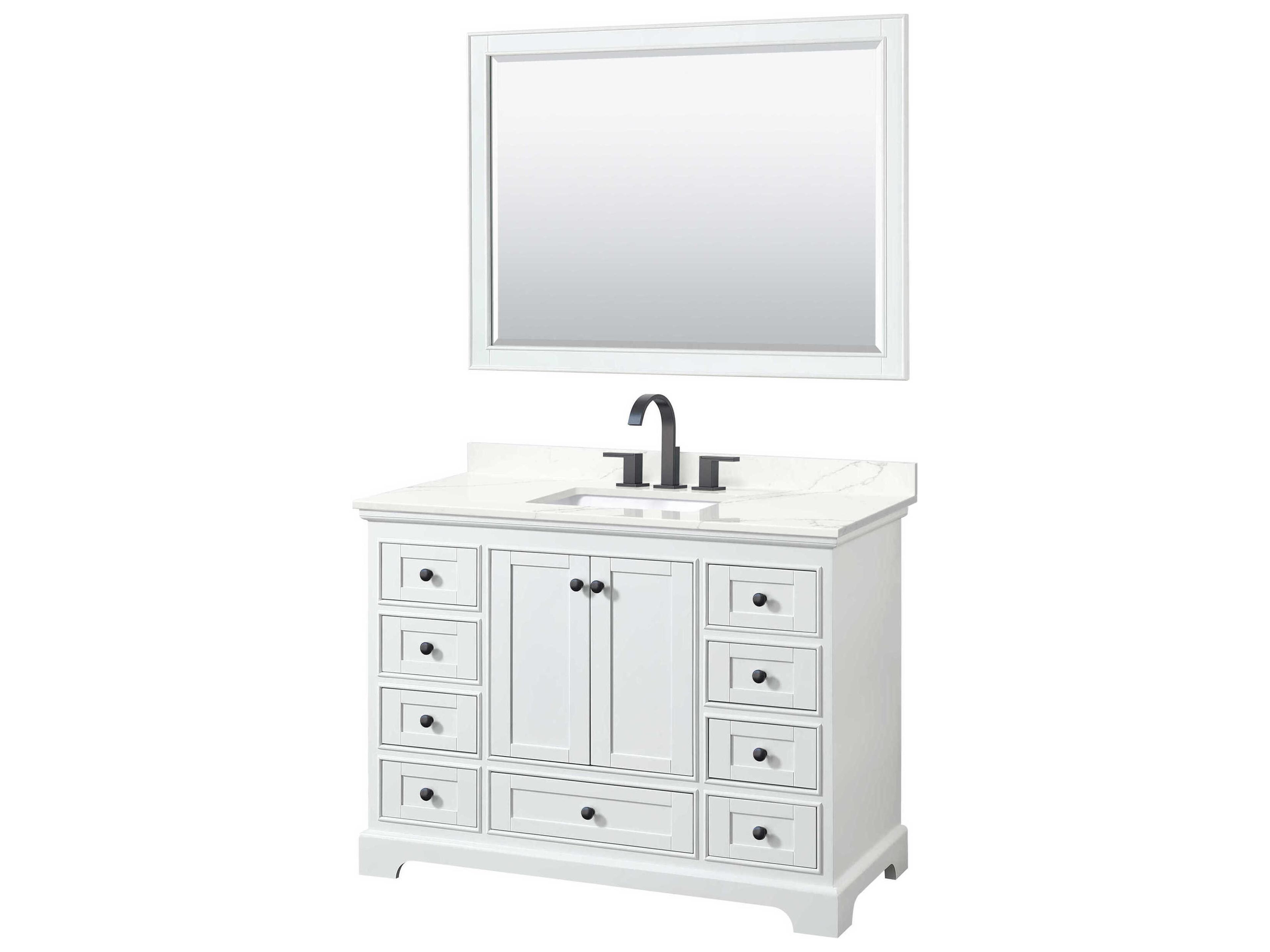 Wyndham Collection Deborah 48" White Vanity with 46" Mirror