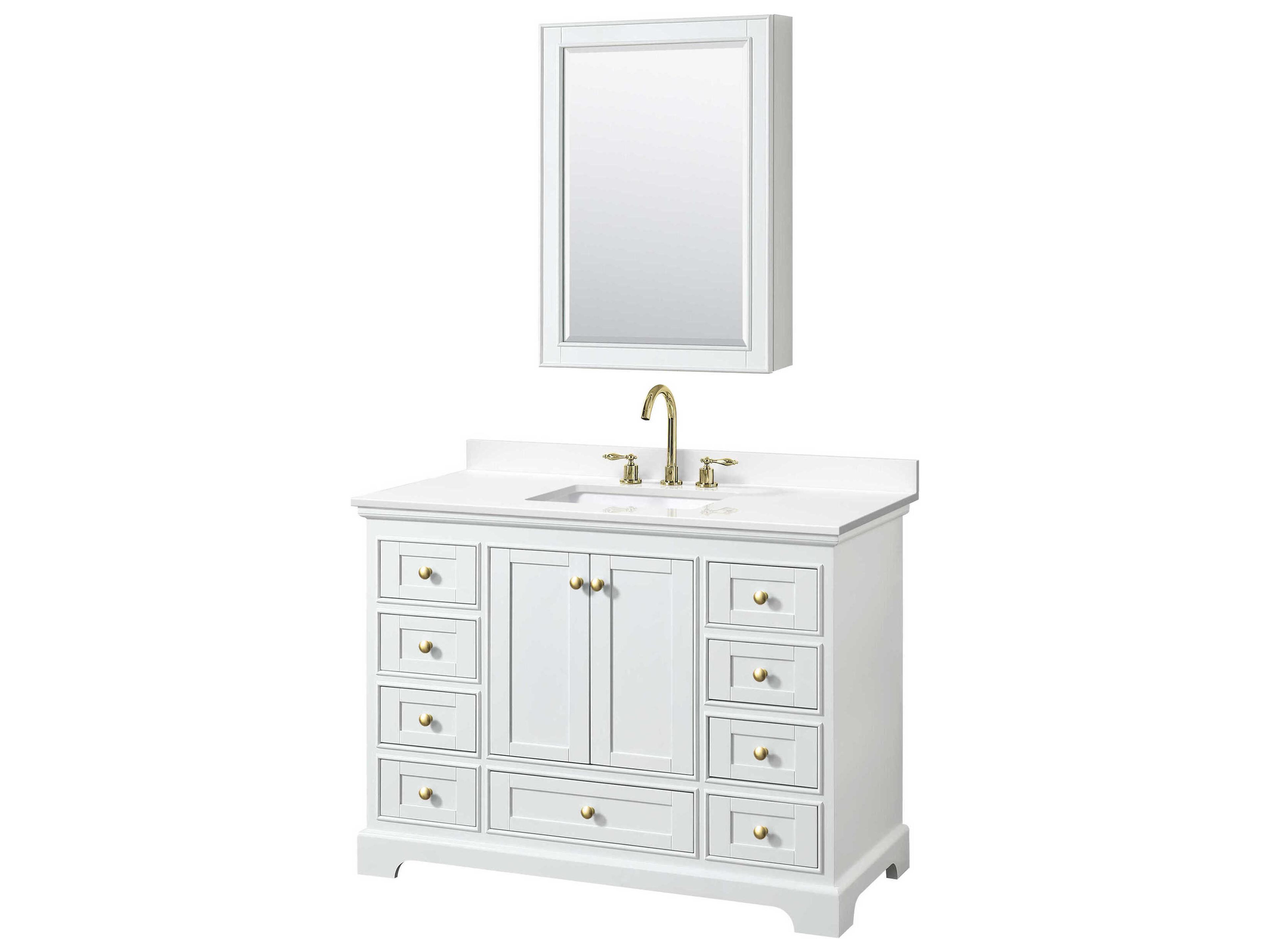 Wyndham Collection Deborah 48" White Vanity with Medicine Cabinet