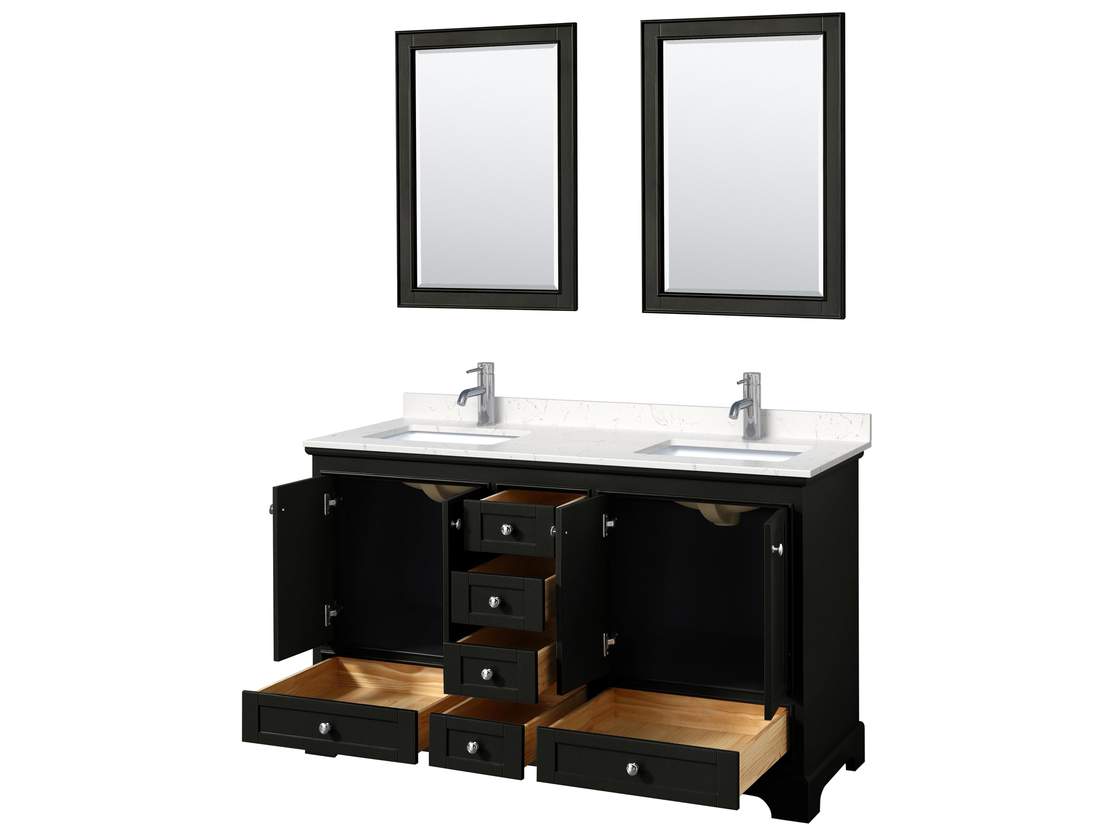 Wyndham Collection Deborah 60" Dark Espresso Vanity with 24" Mirror