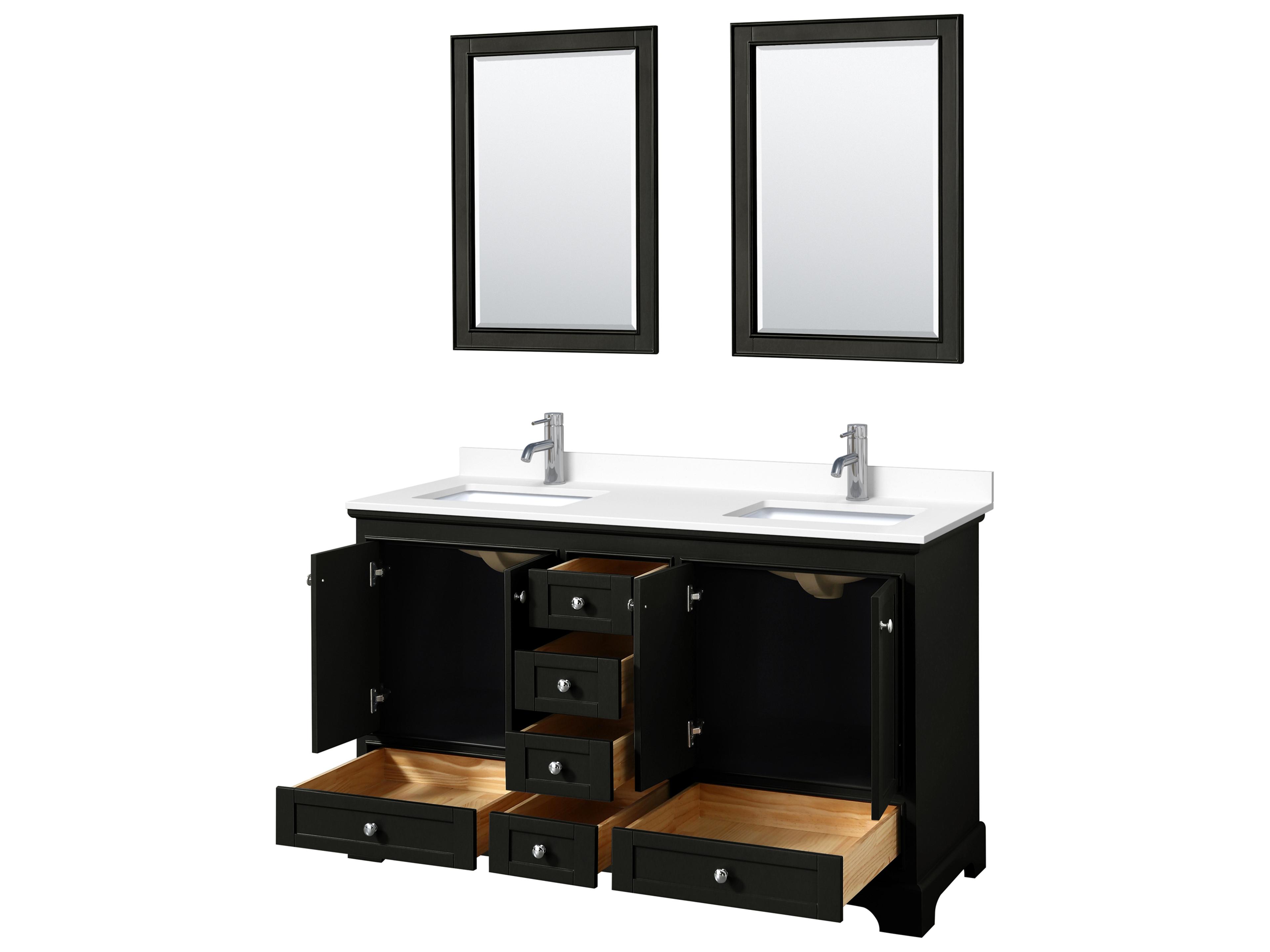 Wyndham Collection Deborah 60" Dark Espresso Vanity with 24" Mirror
