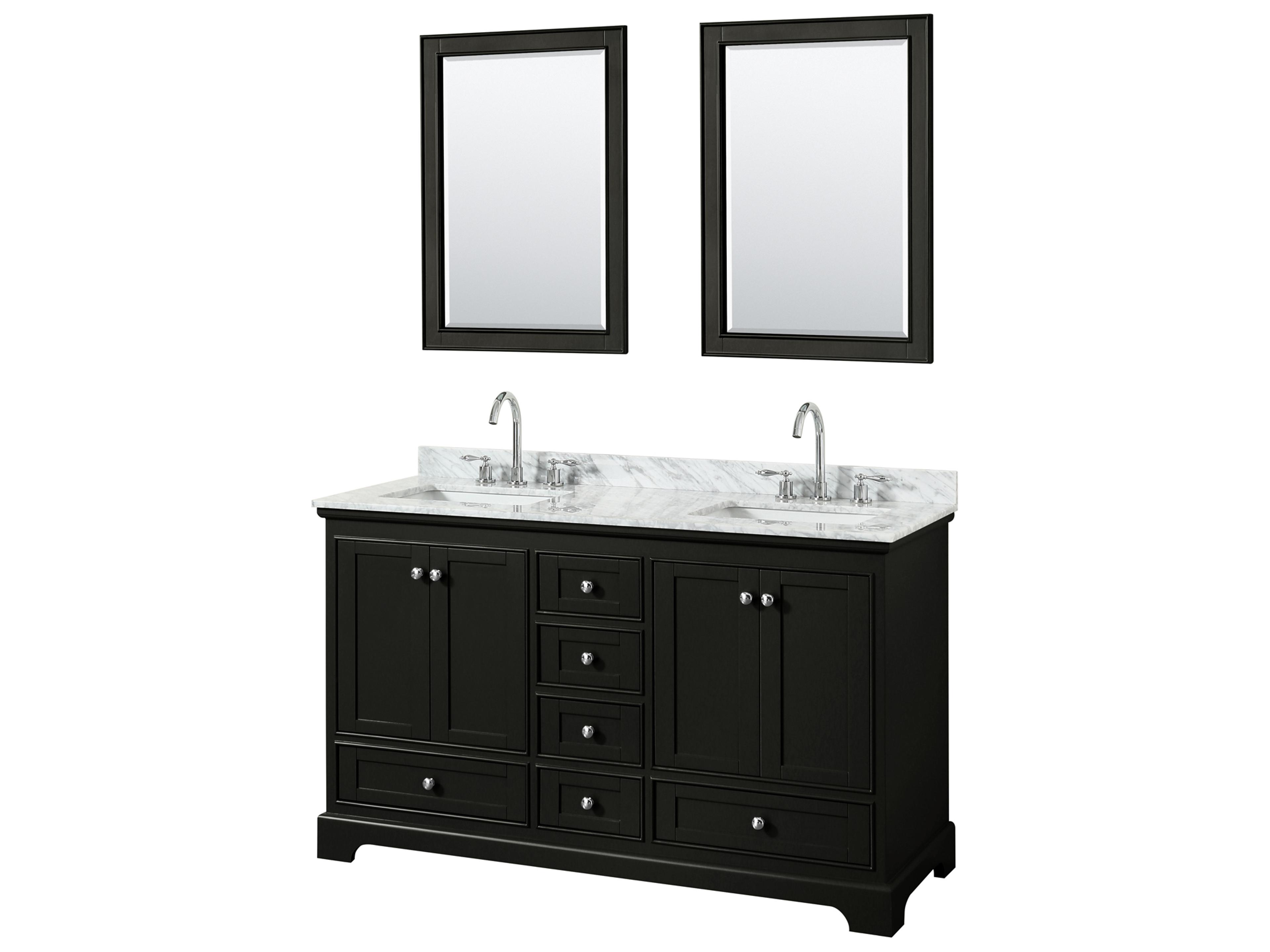 Wyndham Collection Deborah 60" Dark Espresso Vanity with 24" Mirror
