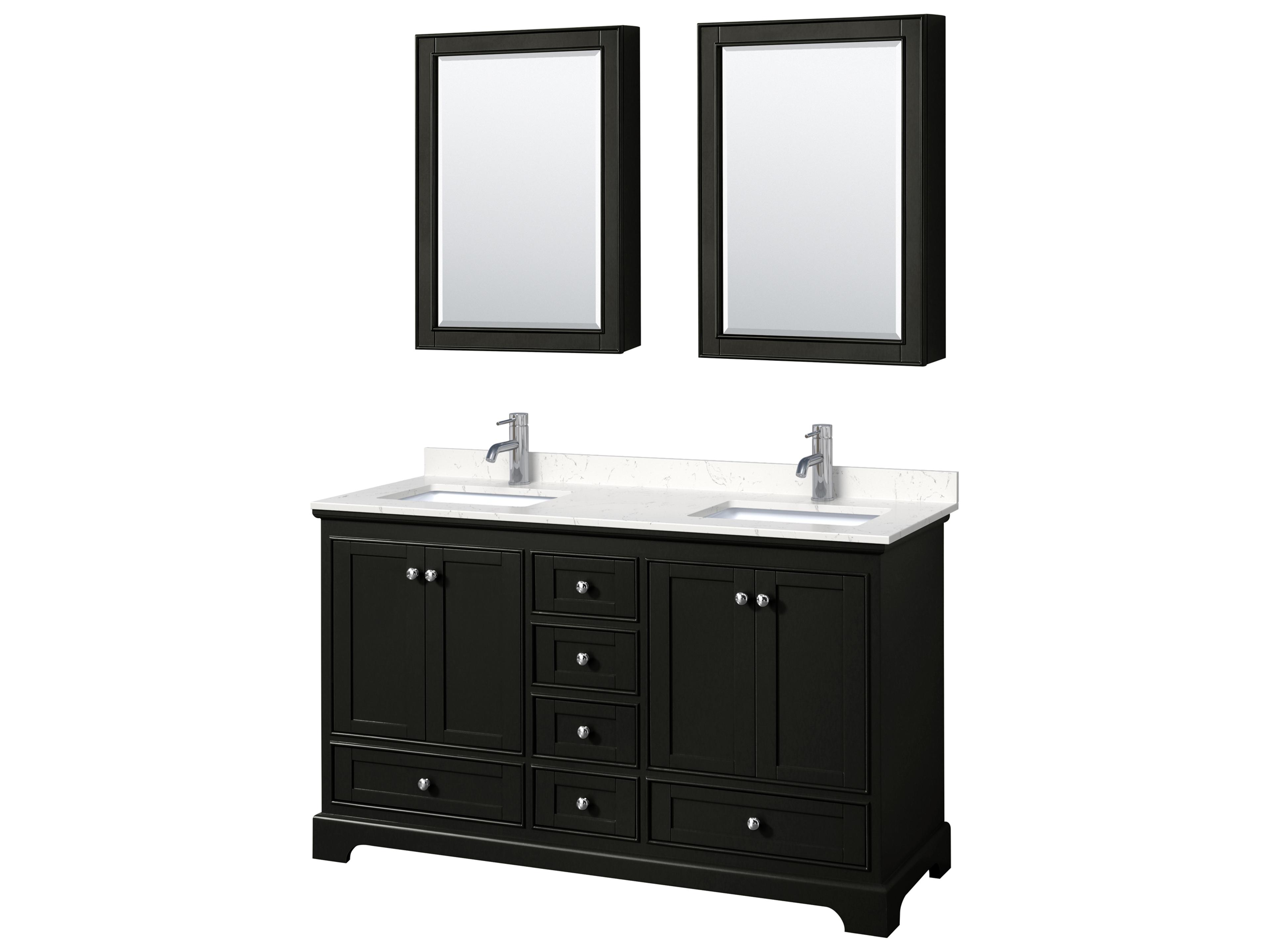 Deborah 60" Dark Espresso Vanity with Medicine Cabinet