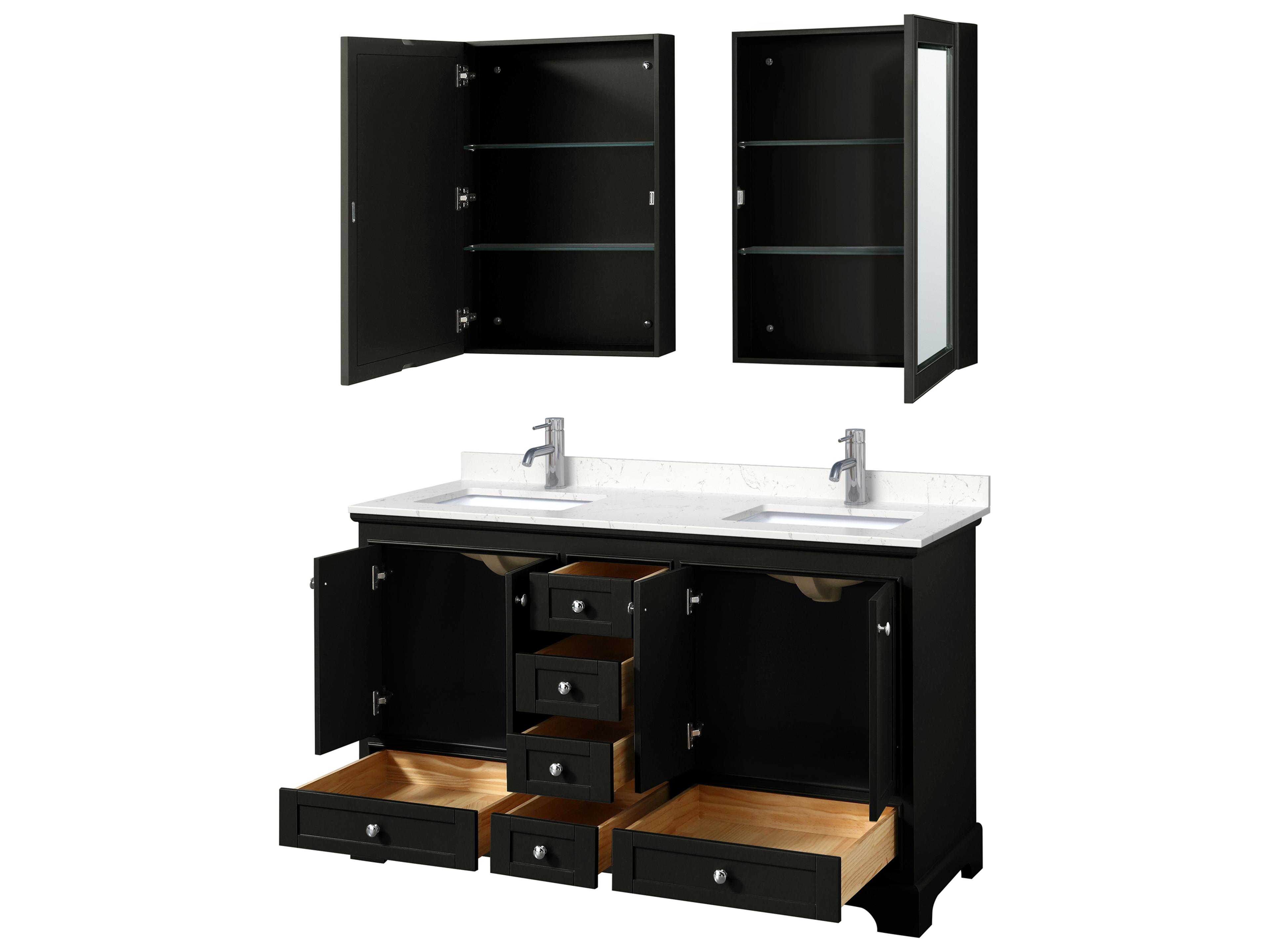 Wyndham Collection Deborah 60" Dark Espresso Vanity with Medicine Cabinet