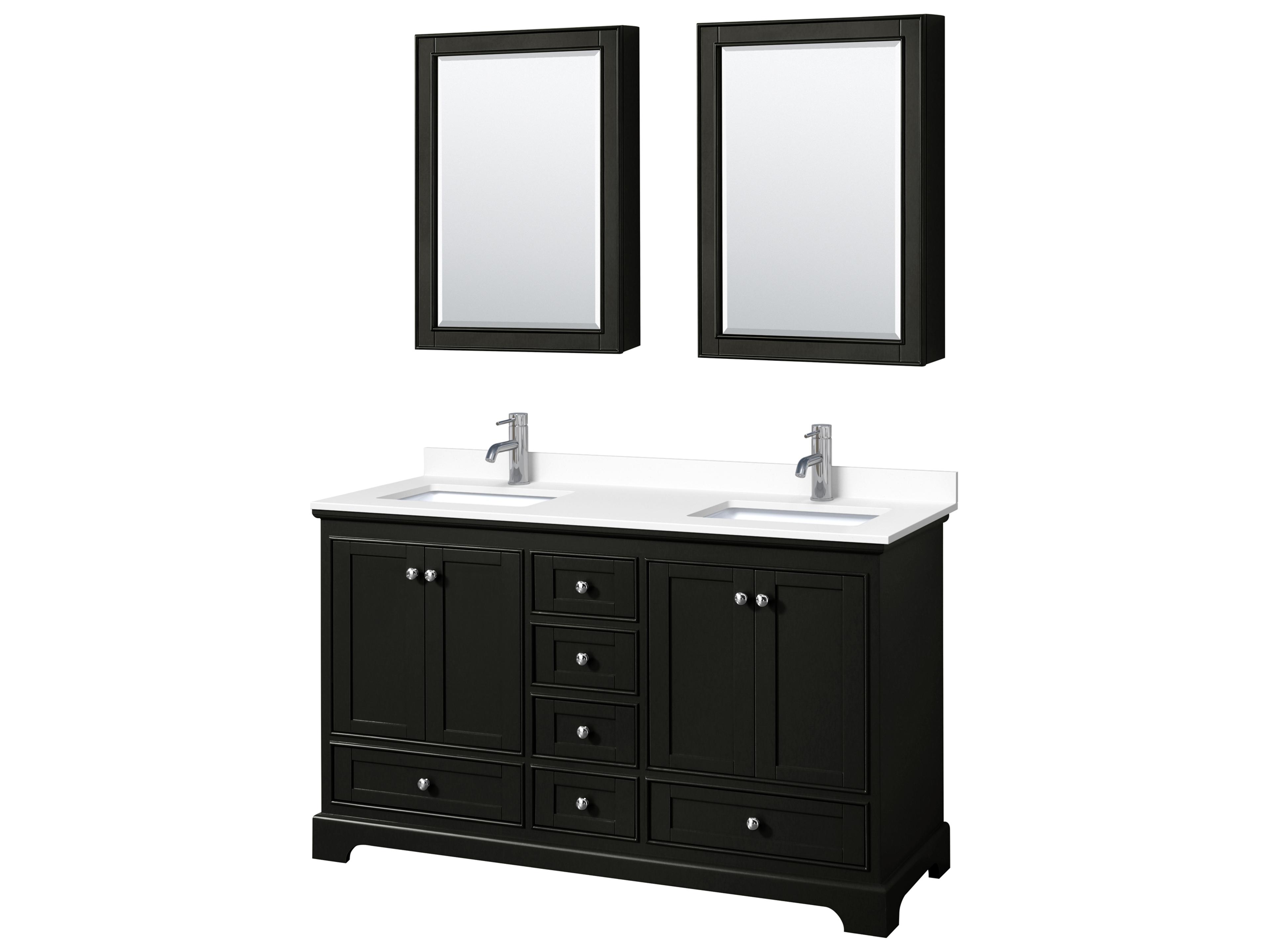 Wyndham Collection Deborah 60" Dark Espresso Vanity with Medicine Cabinet